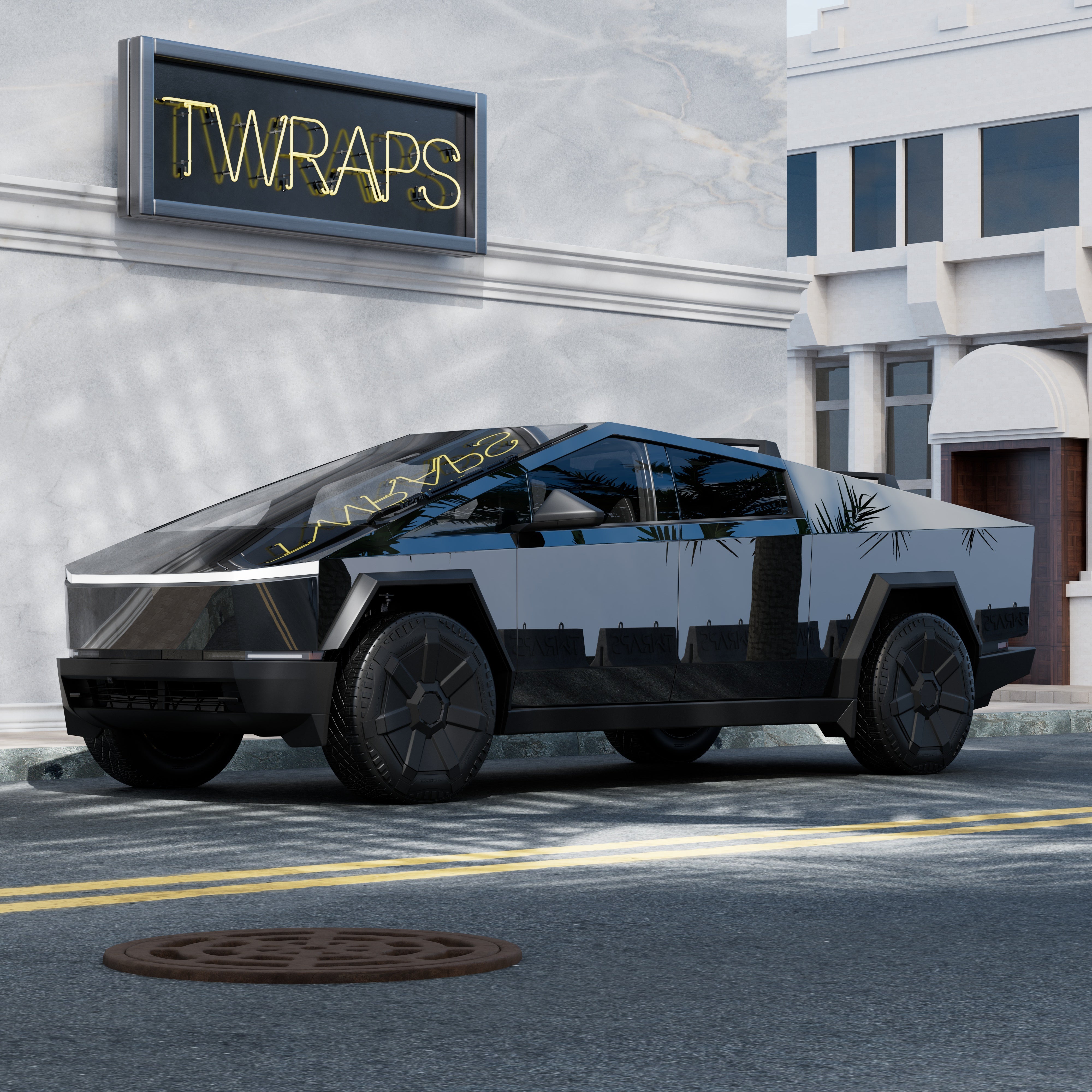 gloss black cybertruck ppf wrap