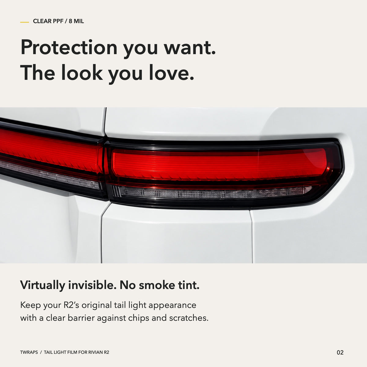 Tail Lights Tint & Clear PPF | Rivian R2, Precut Rear Light Protection