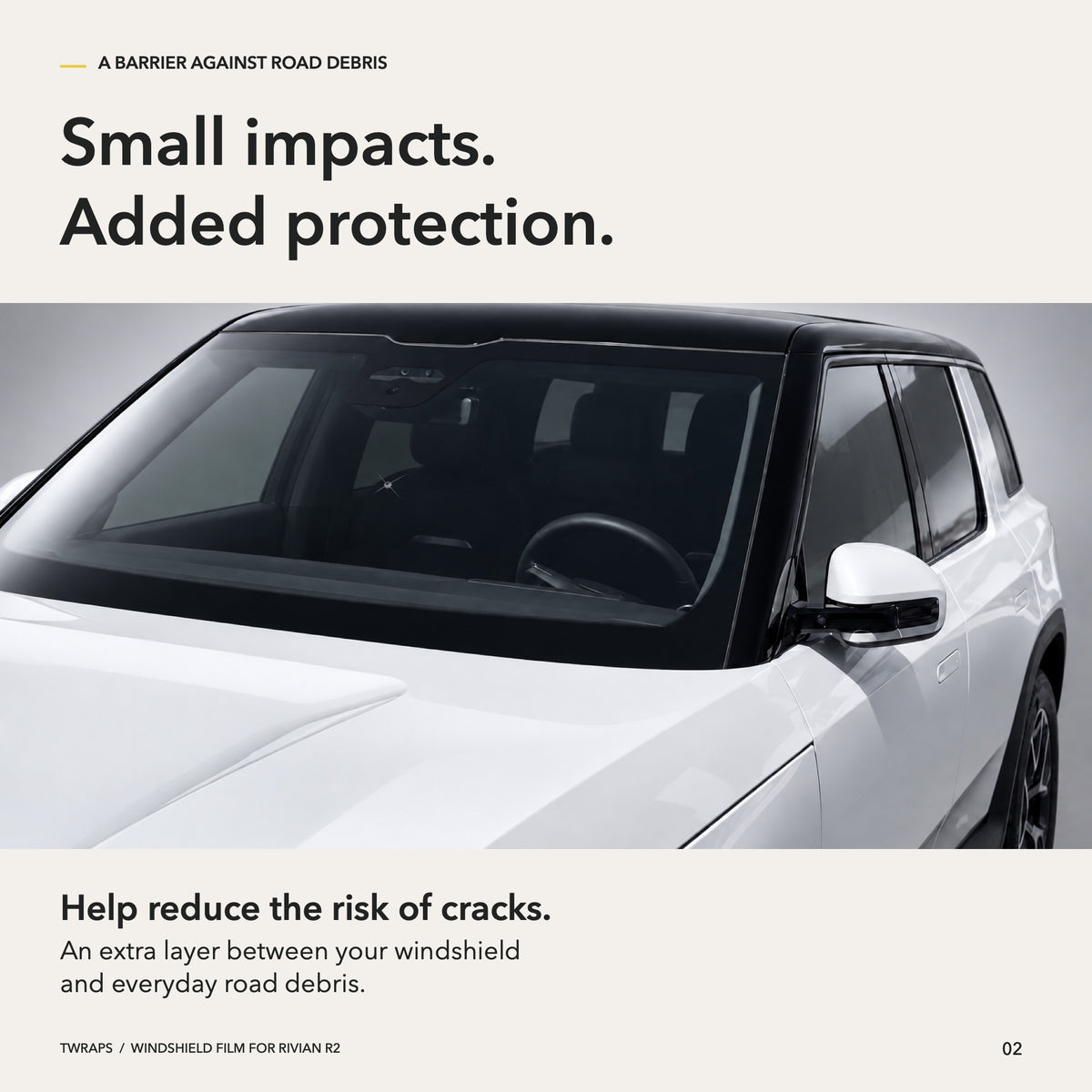 Windshield Protection Film | Rivian R2, UV + IR Defense