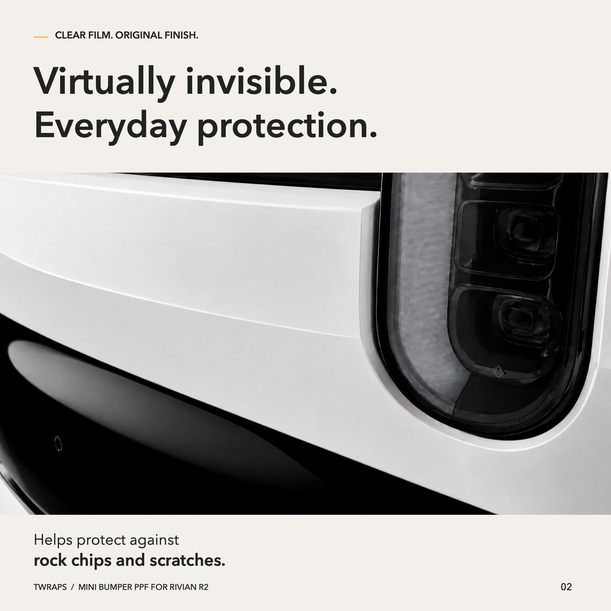 Front Bumper PPF | Rivian R2, Clear Paint Protection Film