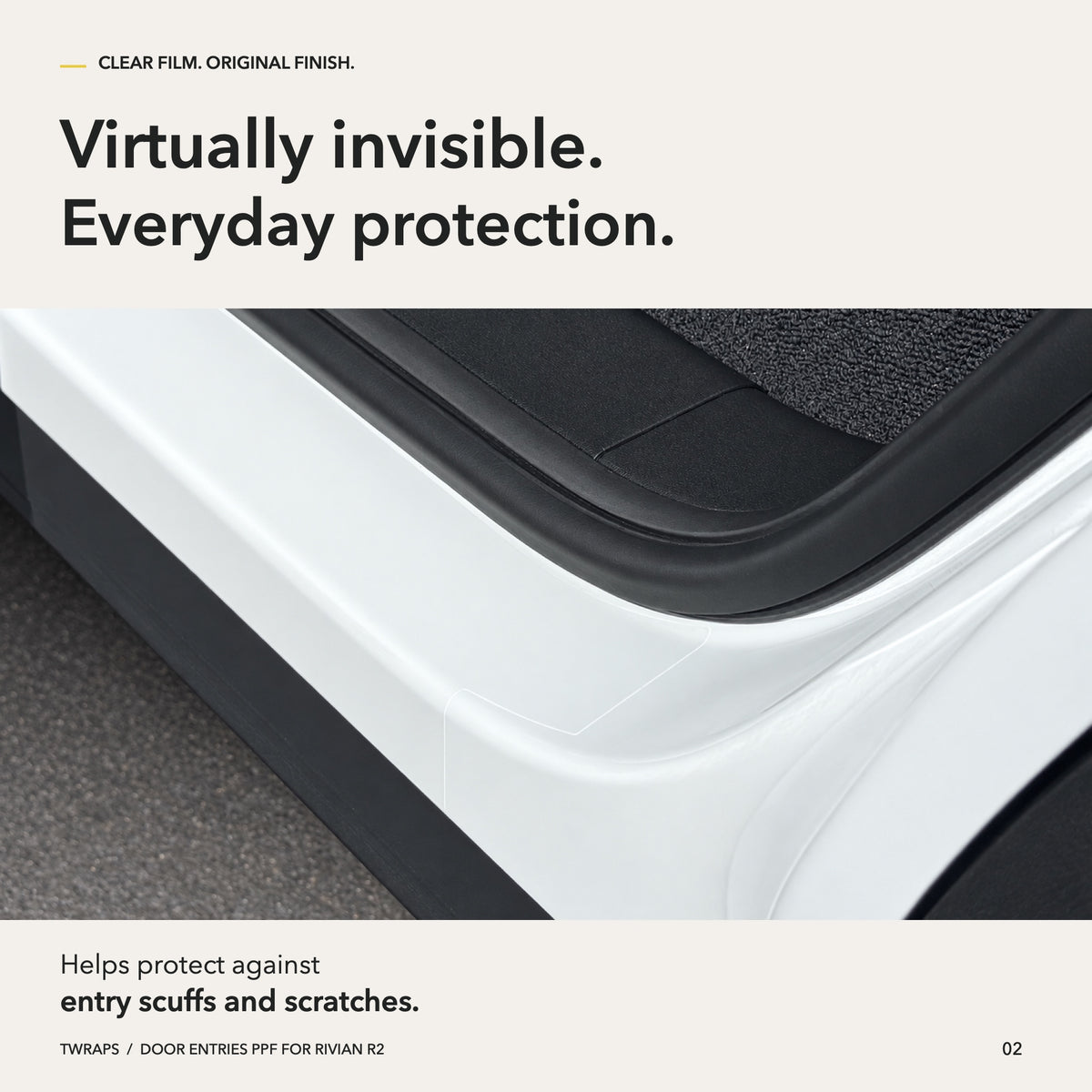 Door Entry PPF | Rivian R2, Clear Door Sill Protection