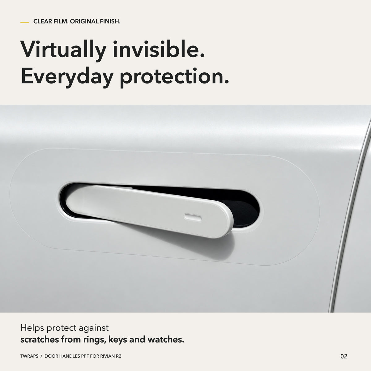 Door Handles Area PPF | Rivian R2, Clear Paint Protection Film
