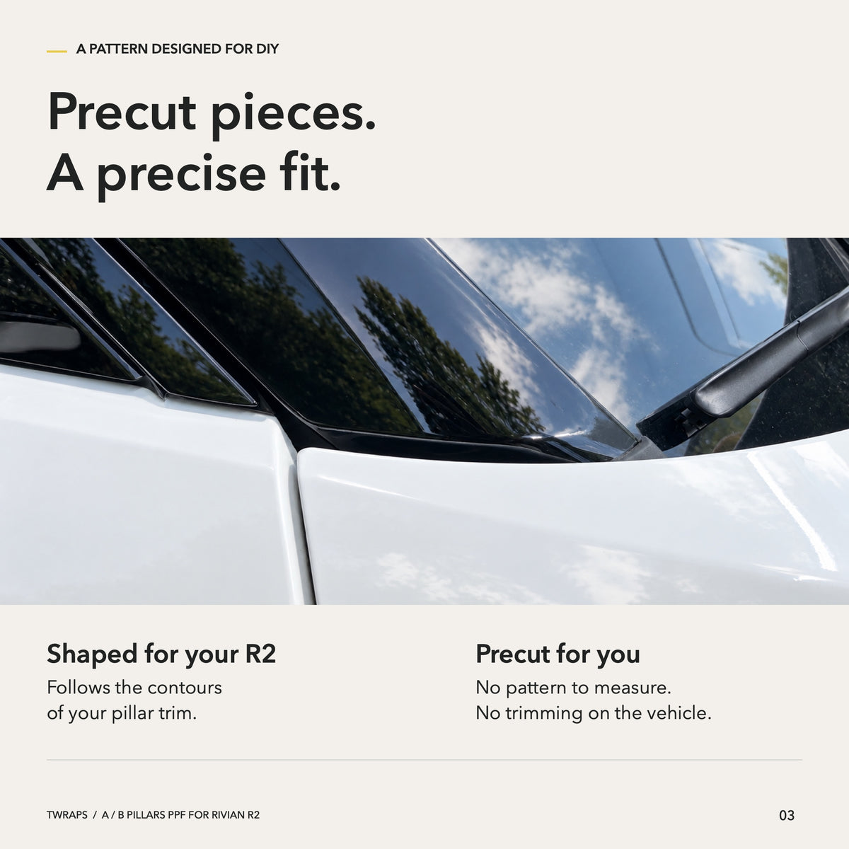 A/B Pillars PPF | Rivian R2, Clear Paint Protection Film
