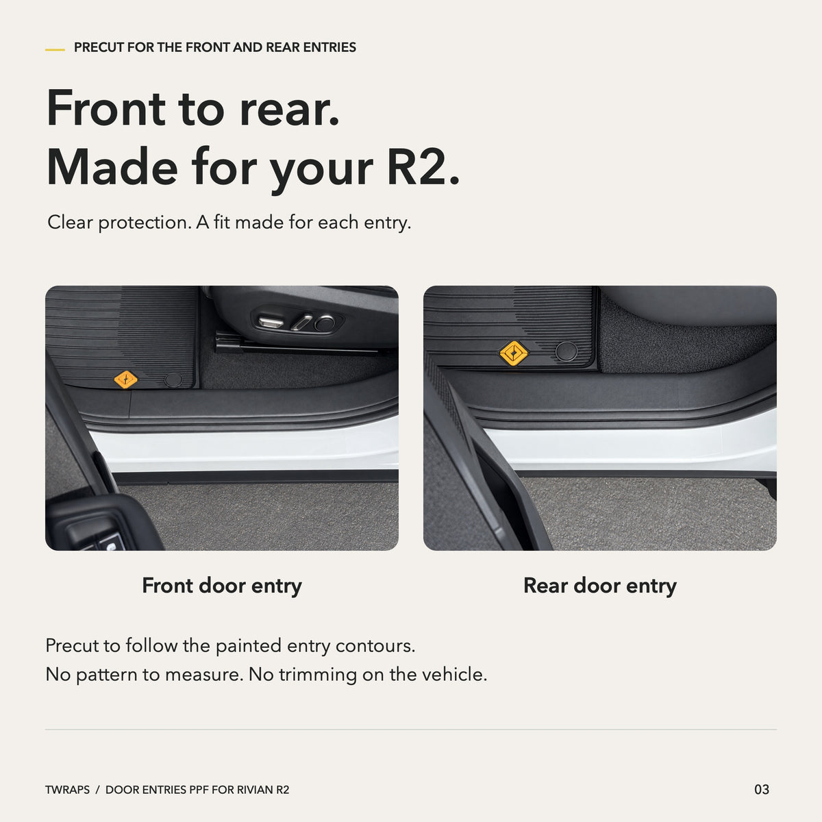 Door Entry PPF | Rivian R2, Clear Door Sill Protection