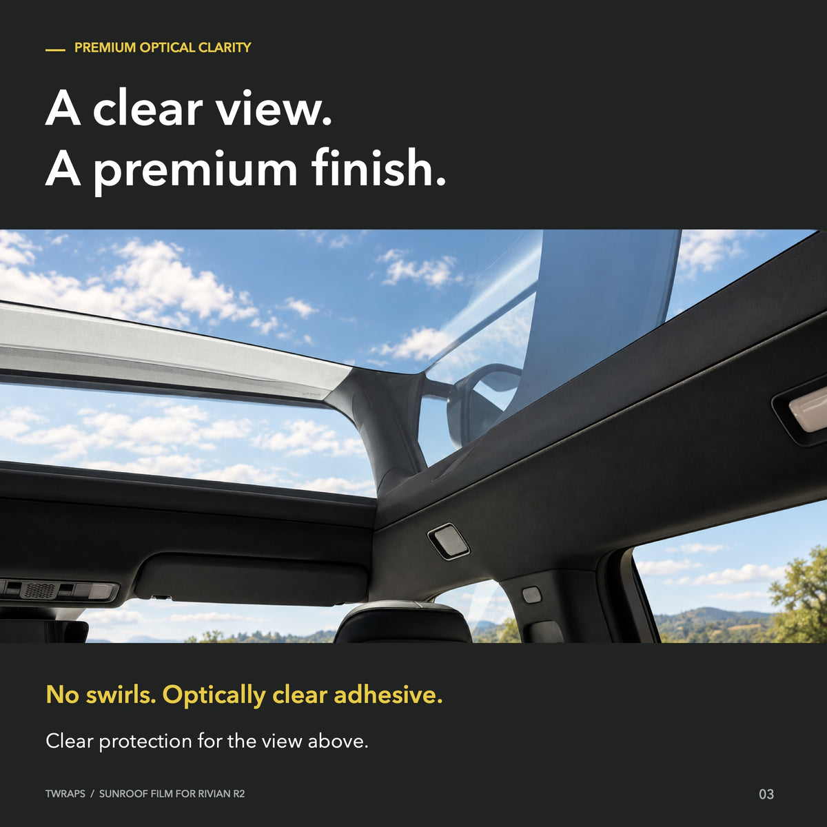 Sunroof Protection Film | Rivian R2, UV & IR Rejection