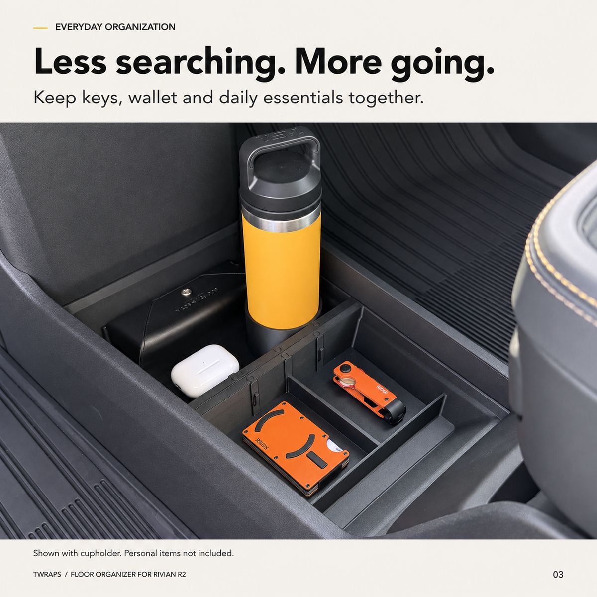 Floor Organizer | Rivian R2, Center Console Storage