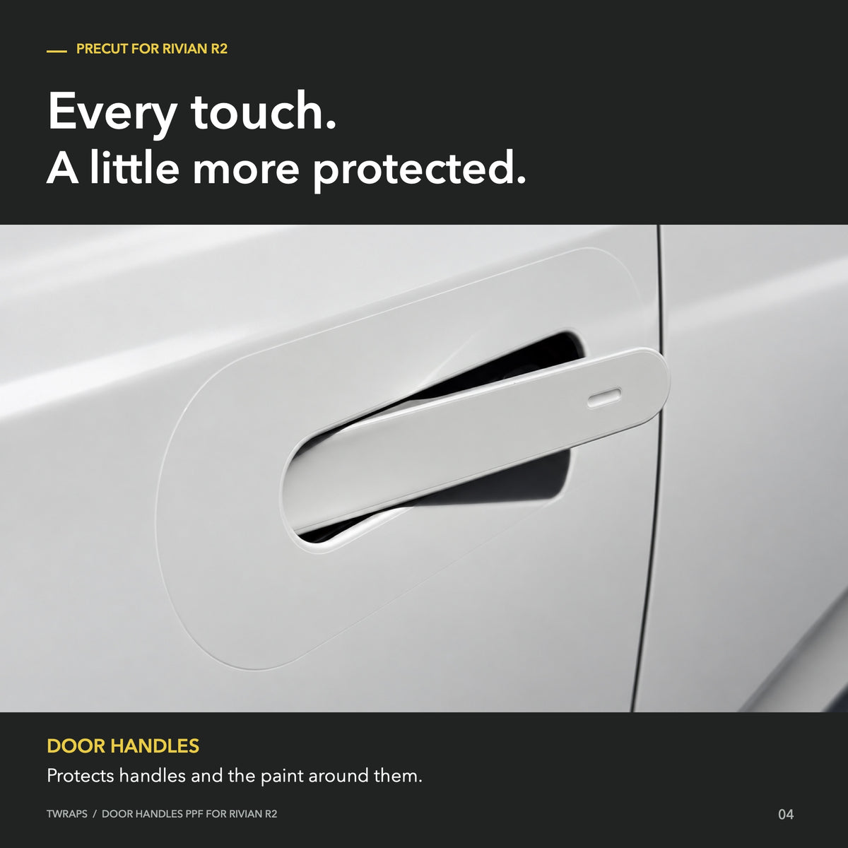 Door Handles Area PPF | Rivian R2, Clear Paint Protection Film