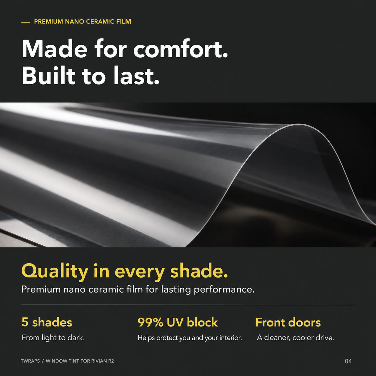 Window Tint Nano Ceramic IR | Rivian R2, Precut