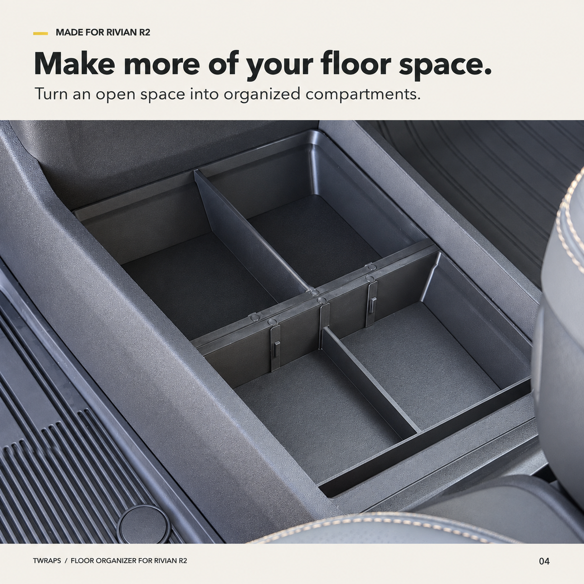 Floor Organizer | Rivian R2, Center Console Storage