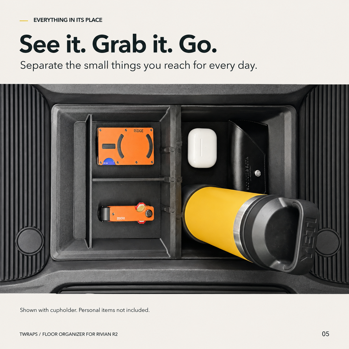 Floor Organizer | Rivian R2, Center Console Storage