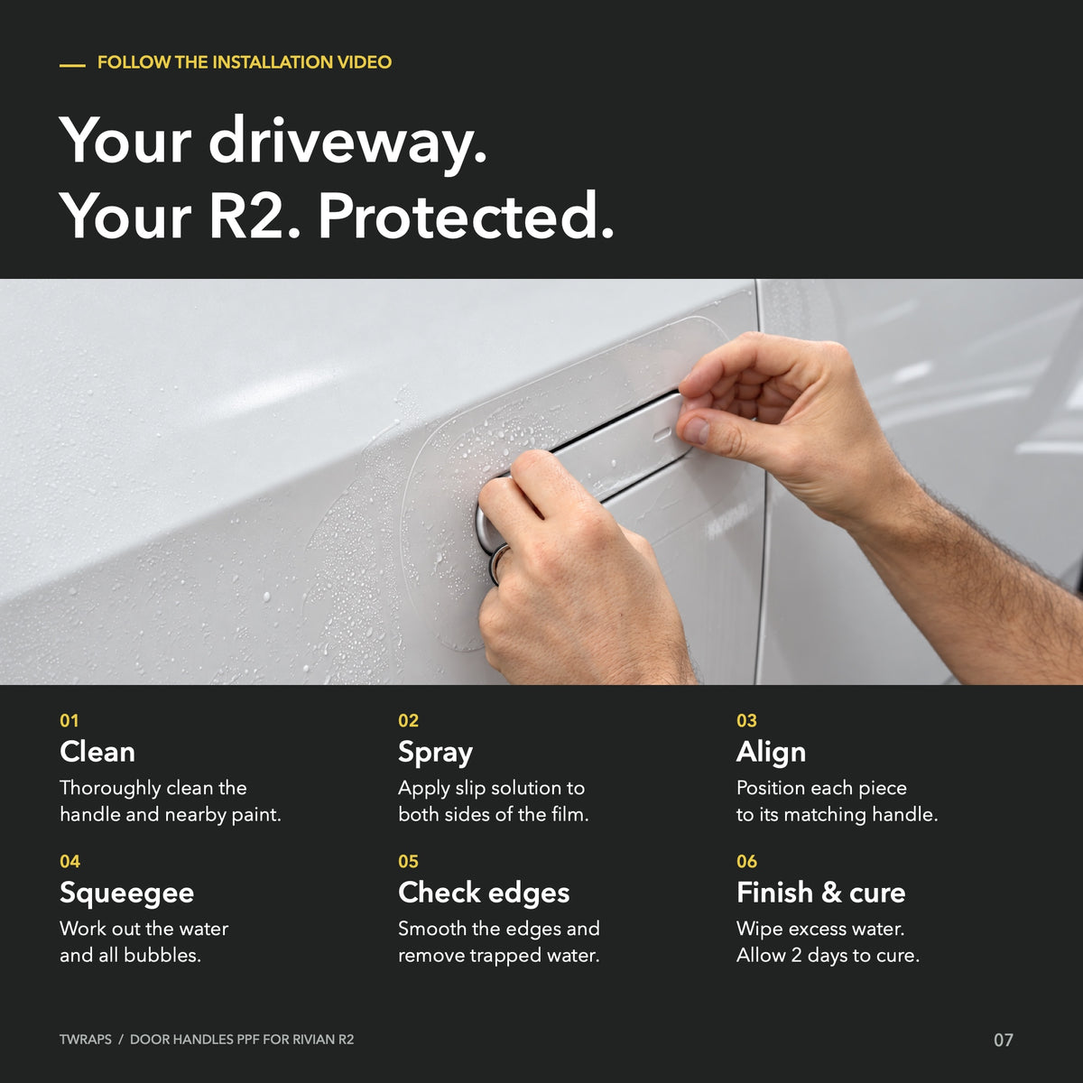 Door Handles Area PPF | Rivian R2, Clear Paint Protection Film