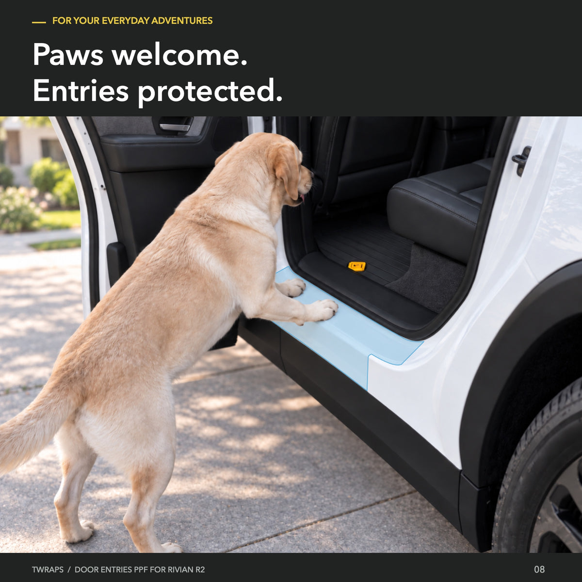 Door Entry PPF | Rivian R2, Clear Door Sill Protection