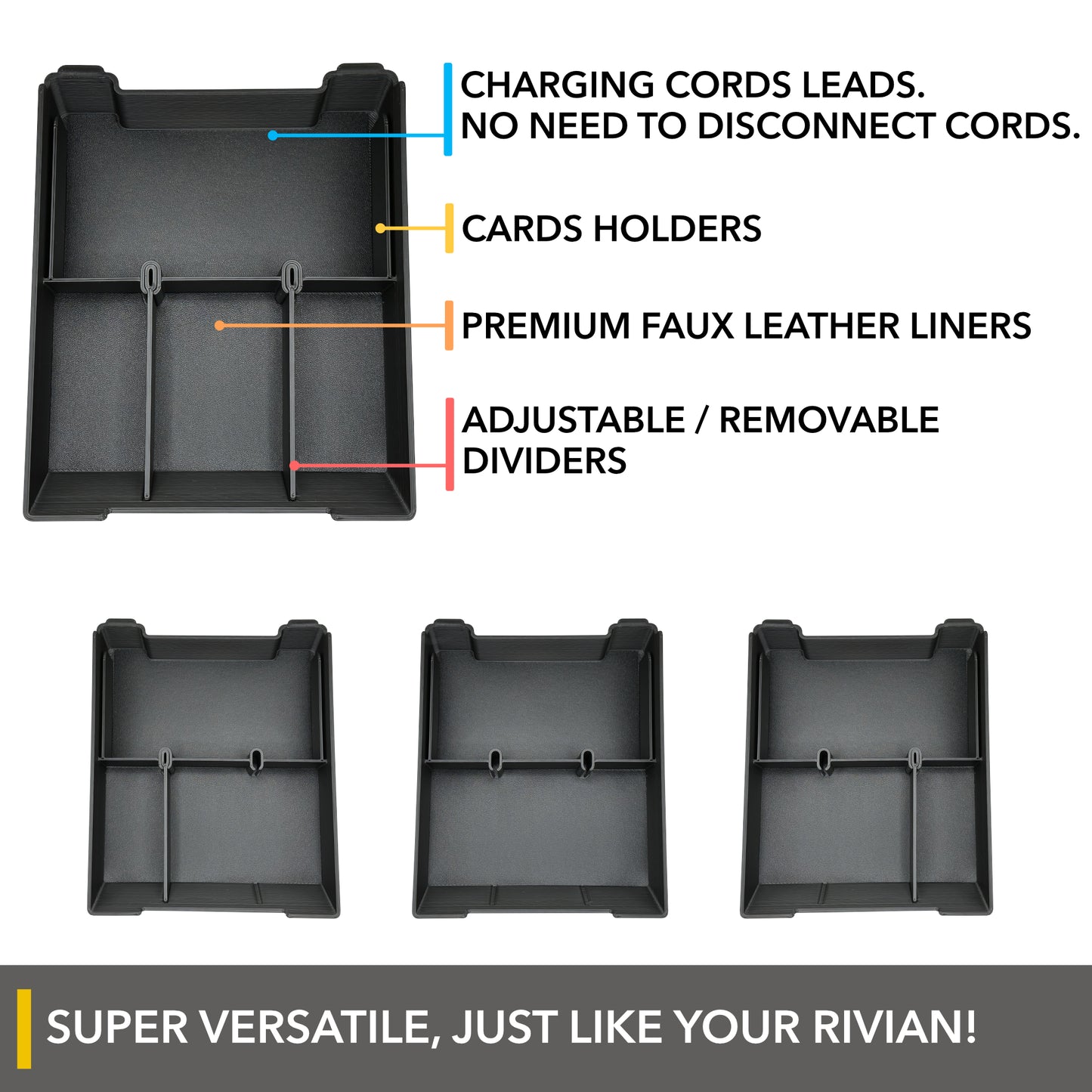 Armrest/Console Organizer Tray for Rivian R1T/R1S
