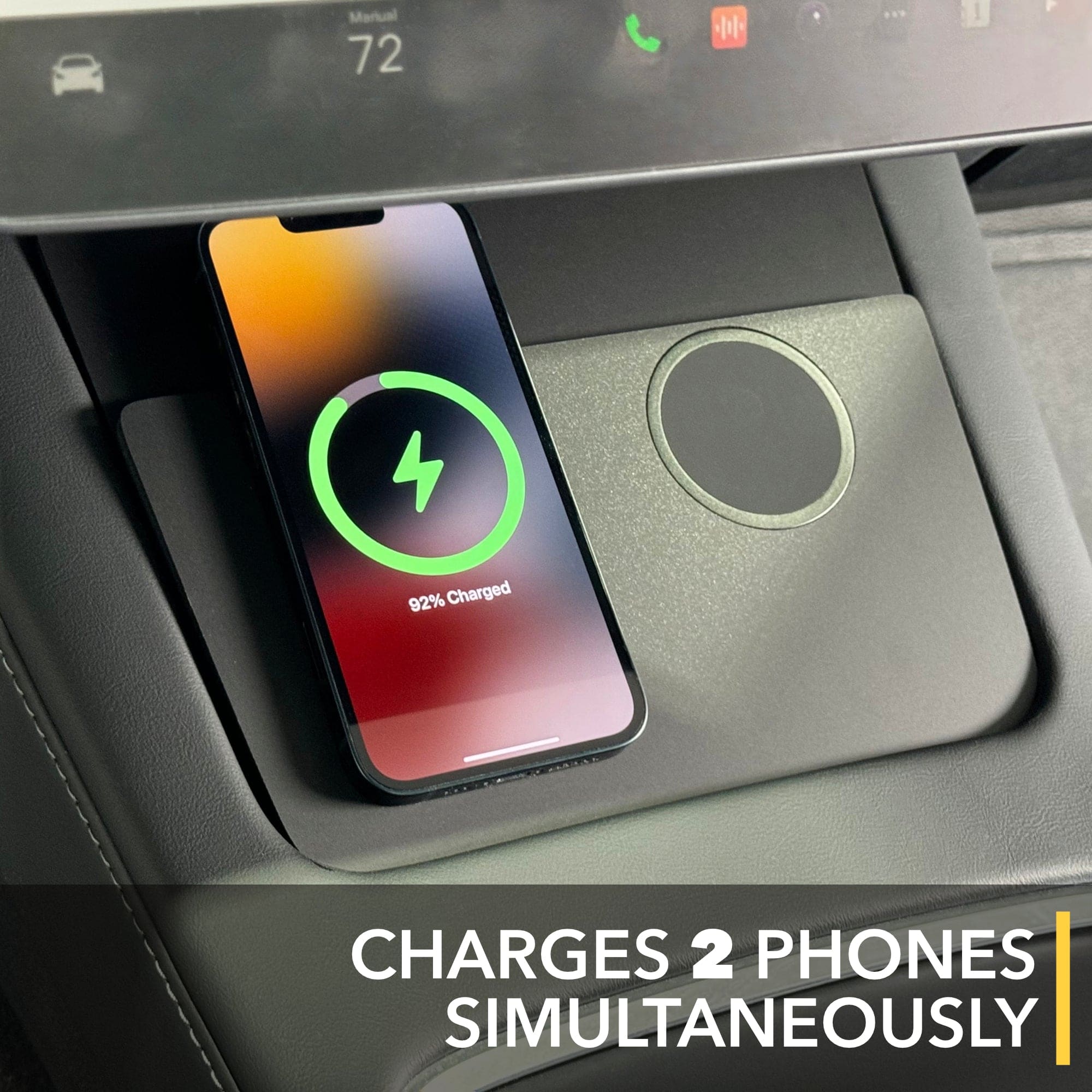 smartphone car console tesla model wireless charger magsafe compatible dual two devices