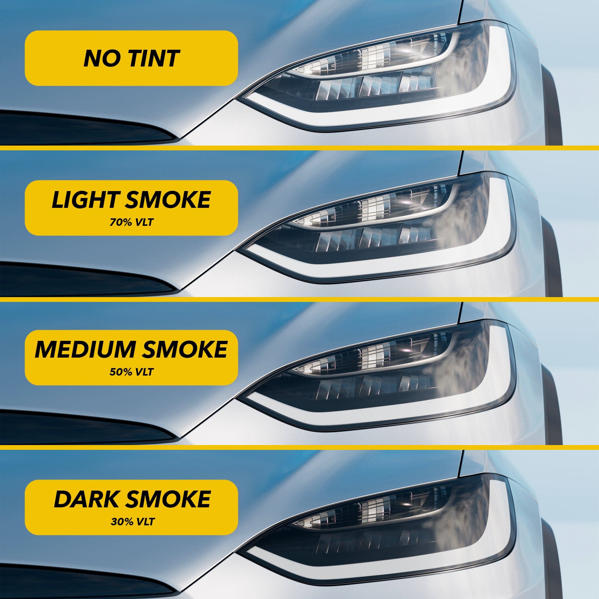 tesla model headlights smoke tint ppf clear tinted
