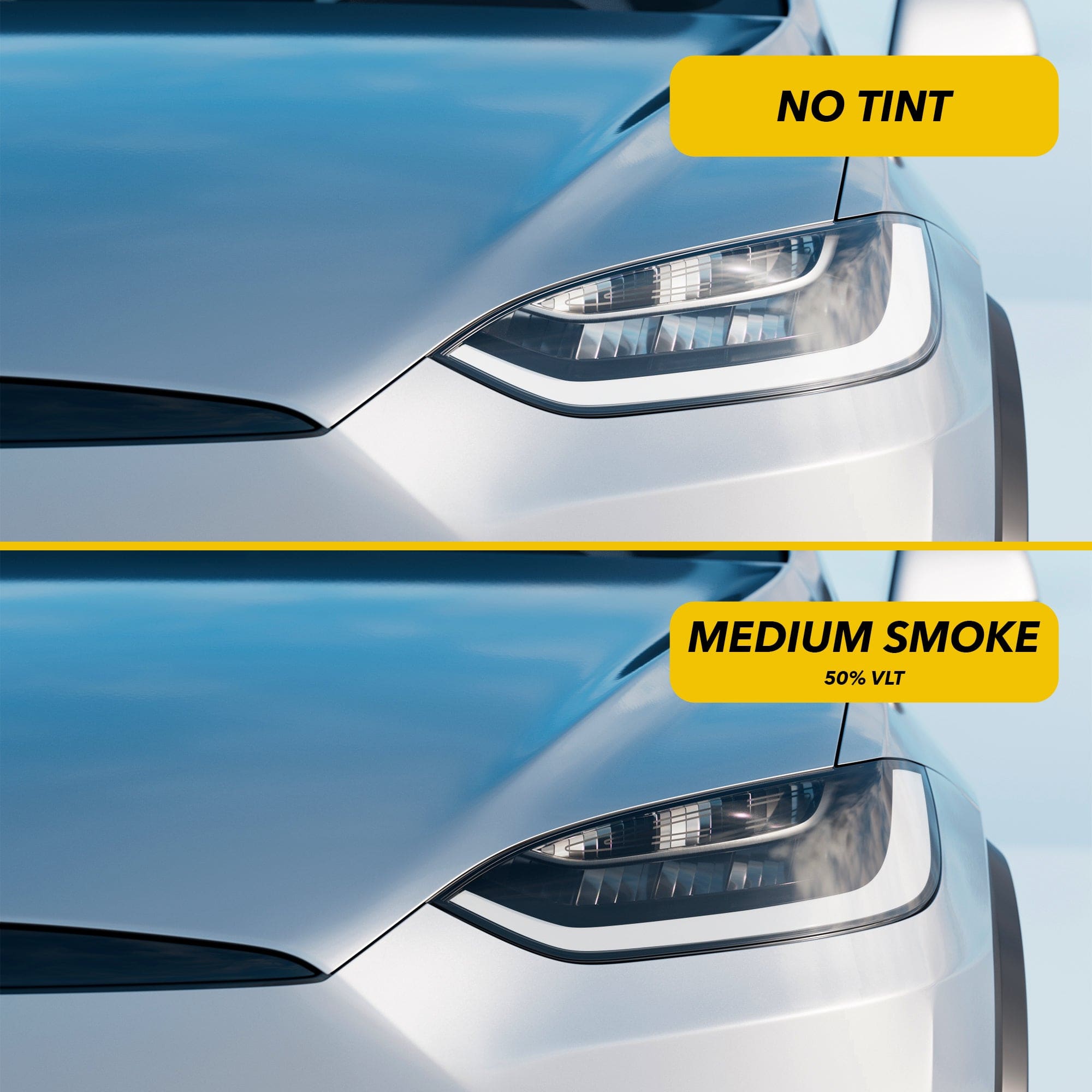 tesla model headlights smoke tint ppf clear tinted