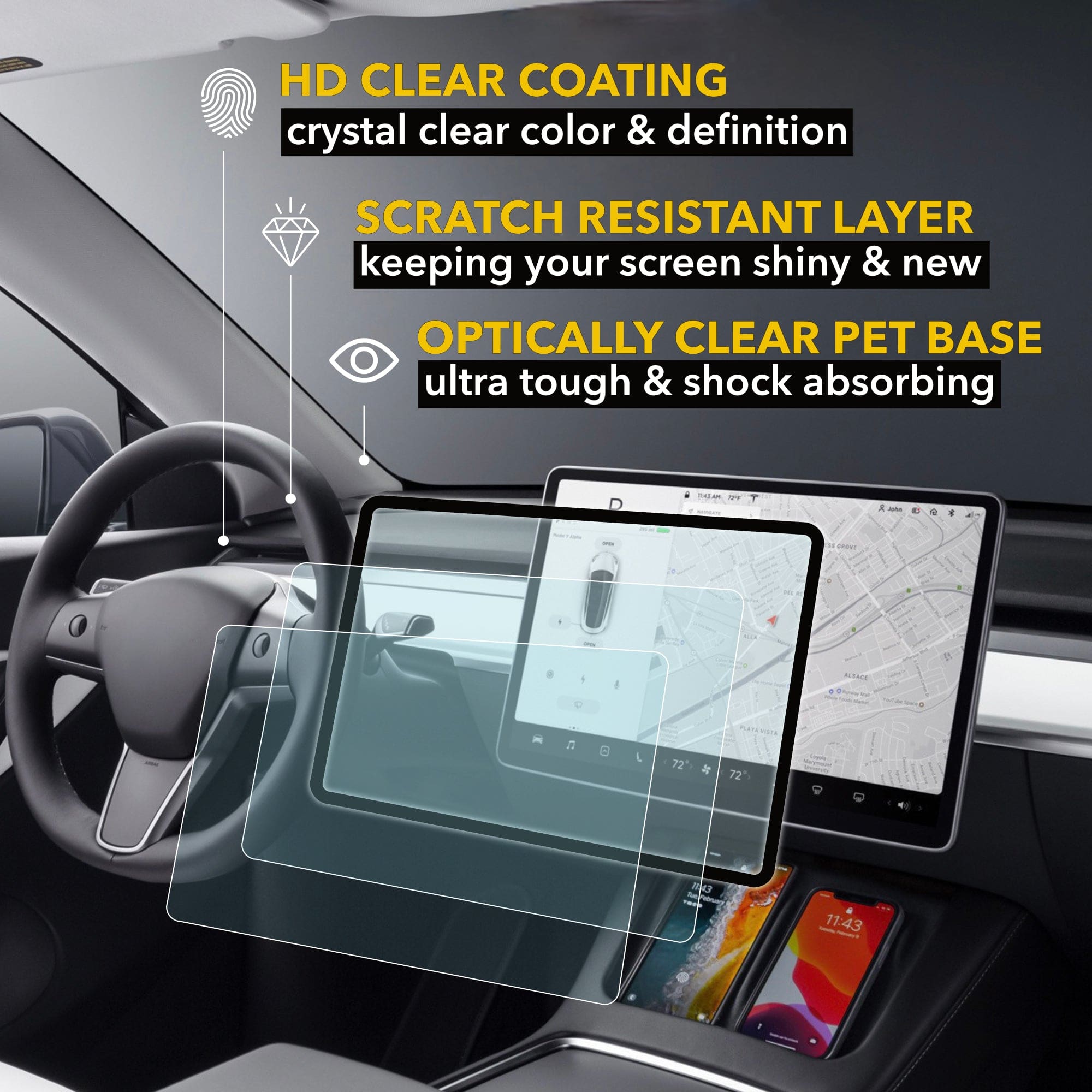 screen protector car display tesla model tesla’s tempered glass premium shock proof