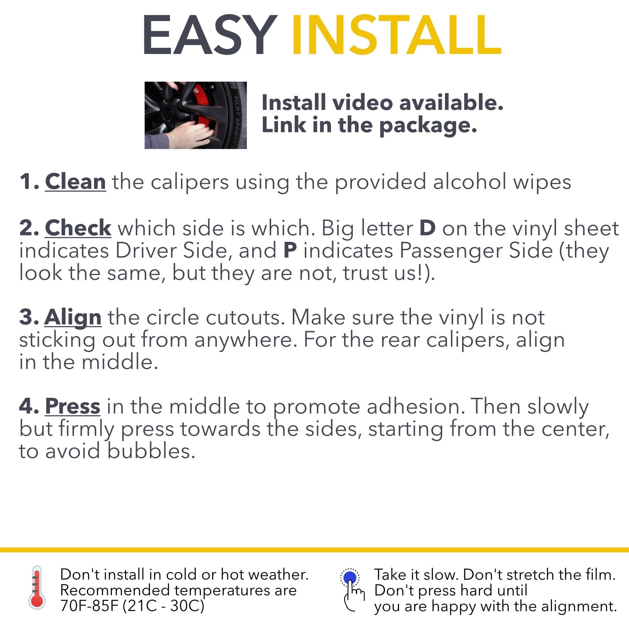 caliper vinyl installation instructions tesla model thermal-resistant brake wraps