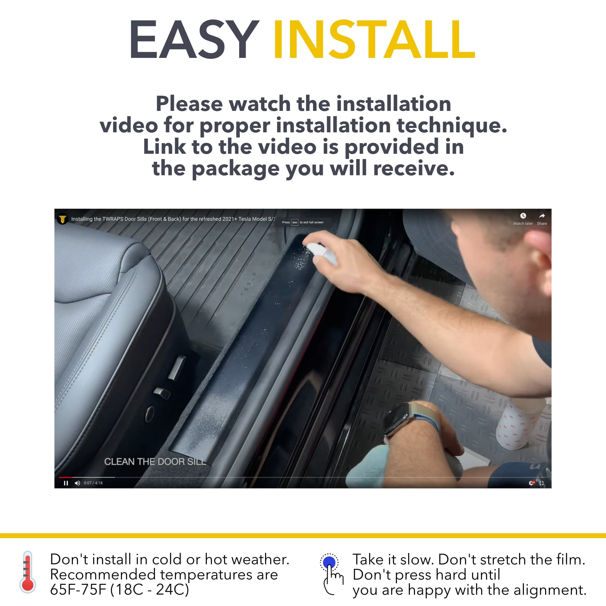 installation instructions car accessory tesla model paint protection film door sills