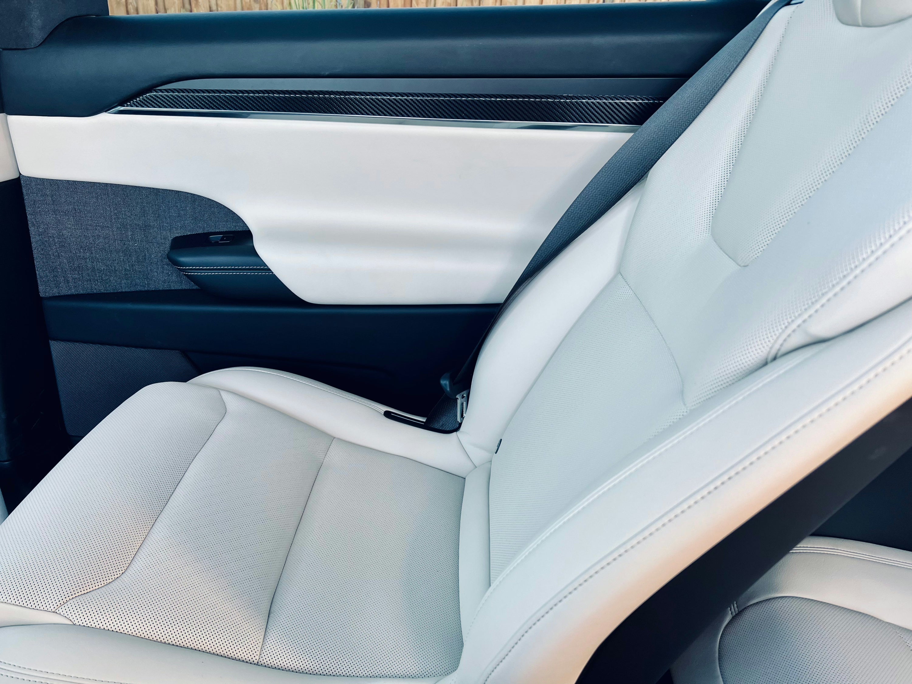 white leather car seat tesla model carbon fiber vinyl wrap kit