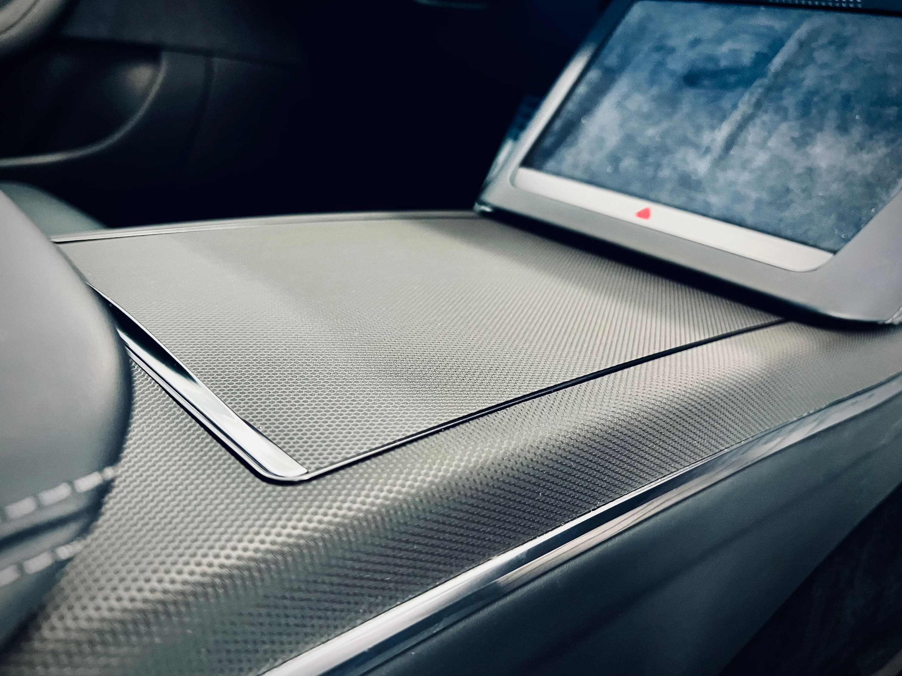car’s center console textured surface tesla model carbon fiber vinyl wrap kit