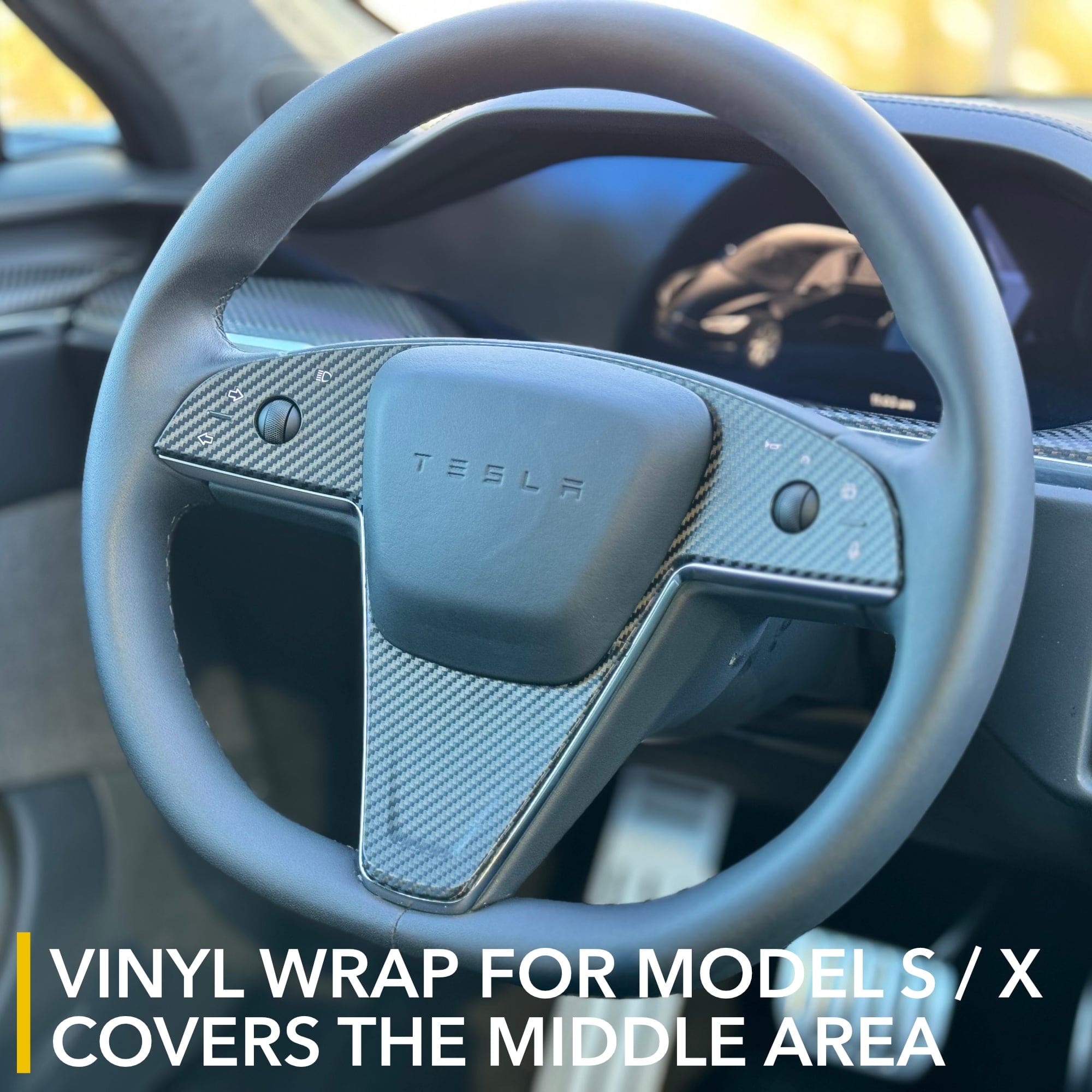 tesla wheel carbon fiber wrap steering control vinyl model
