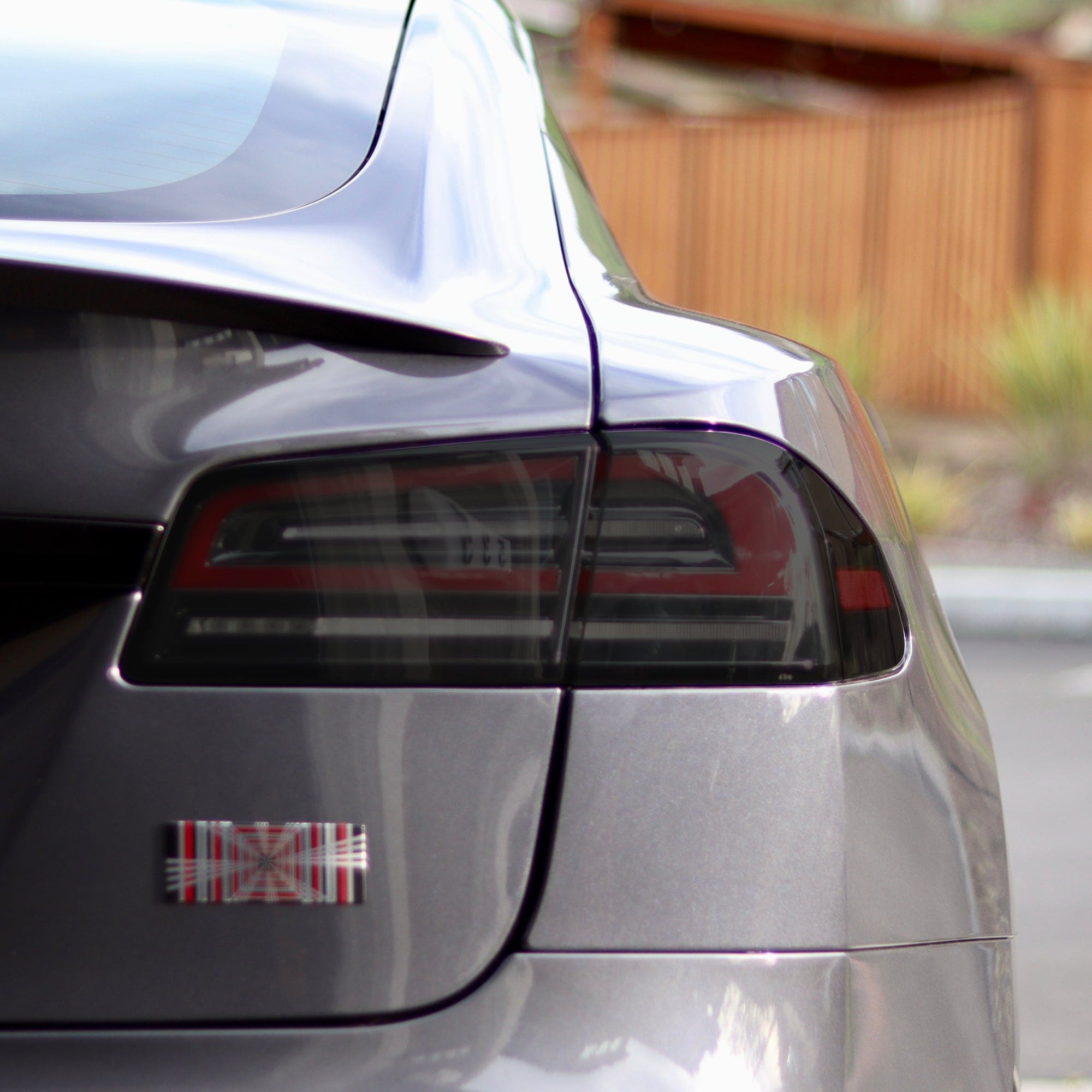 gray carβs rear tinted taillights tesla model tail lights smoke tint ppf