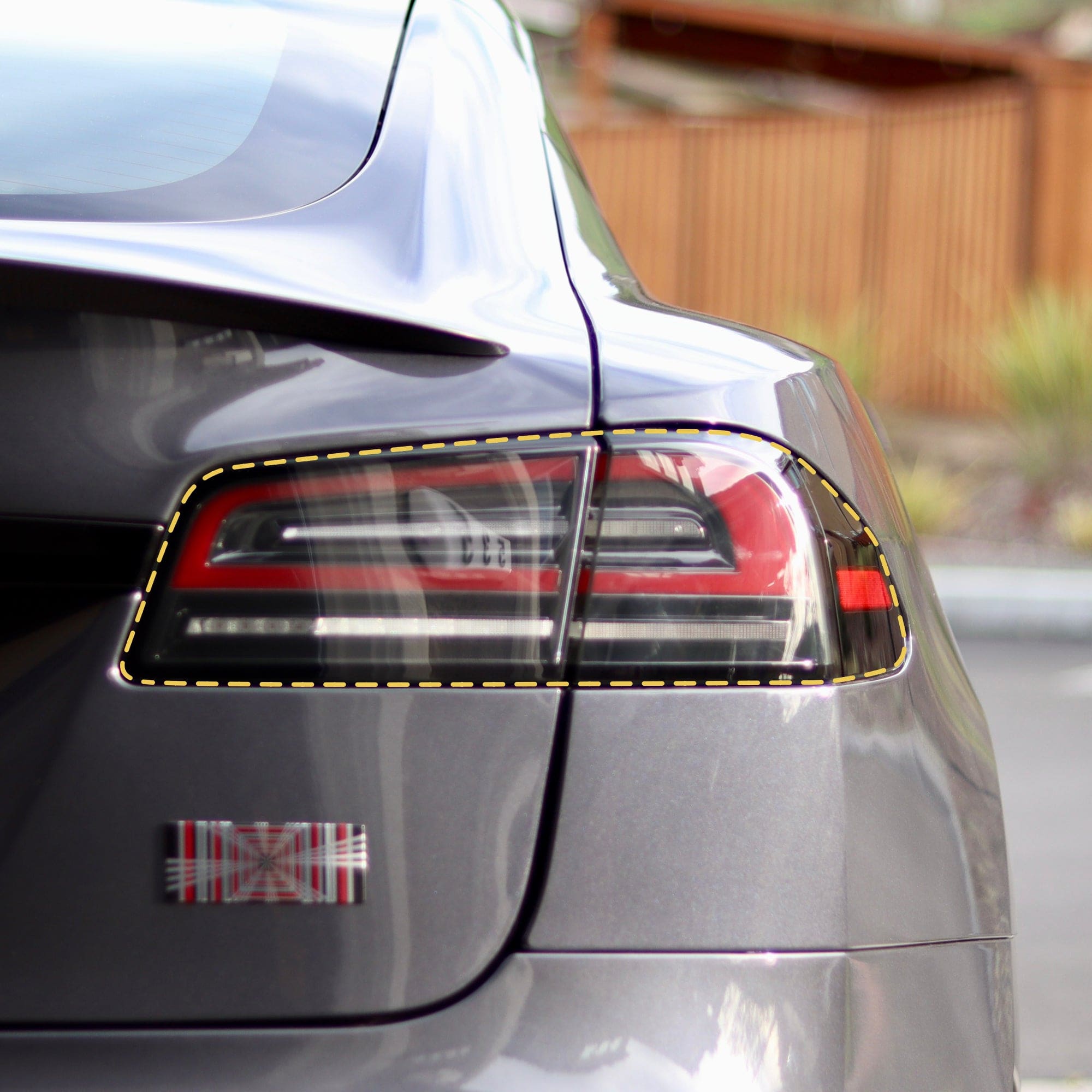 tesla taillight yellow outline model tail lights smoke tint ppf