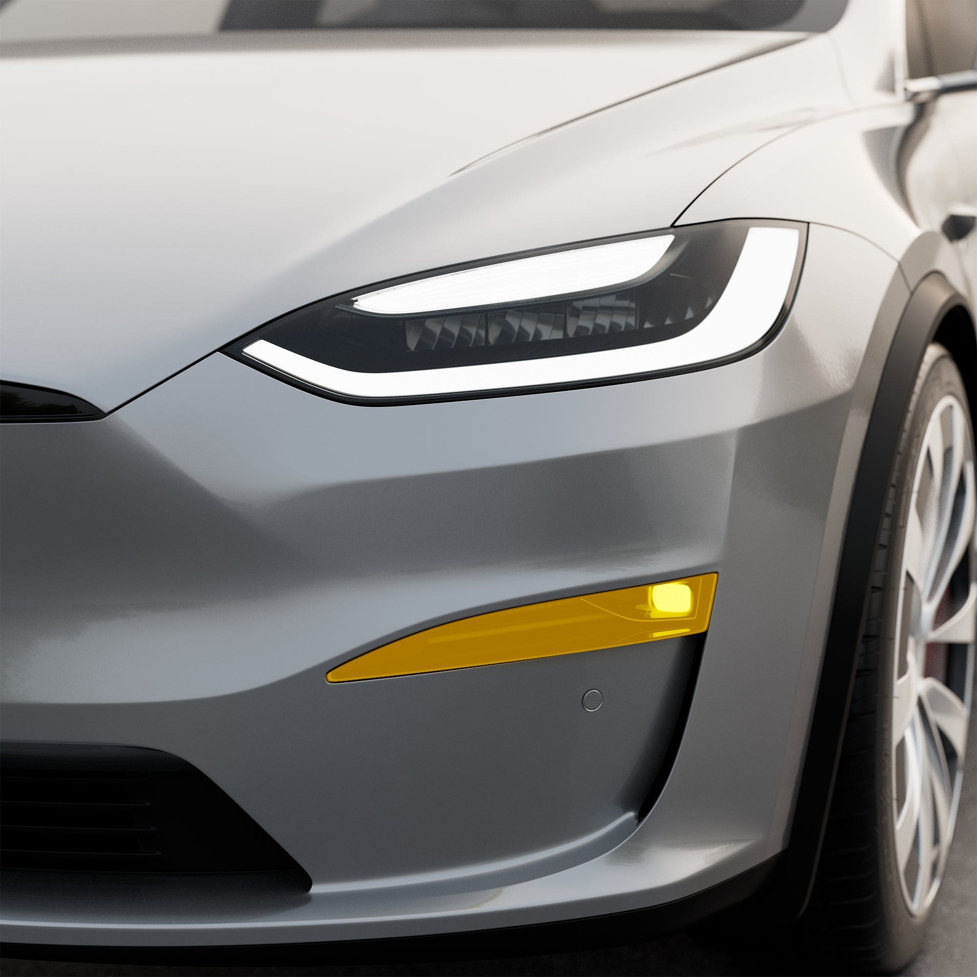 tesla model fog lights brimstone yellow light white