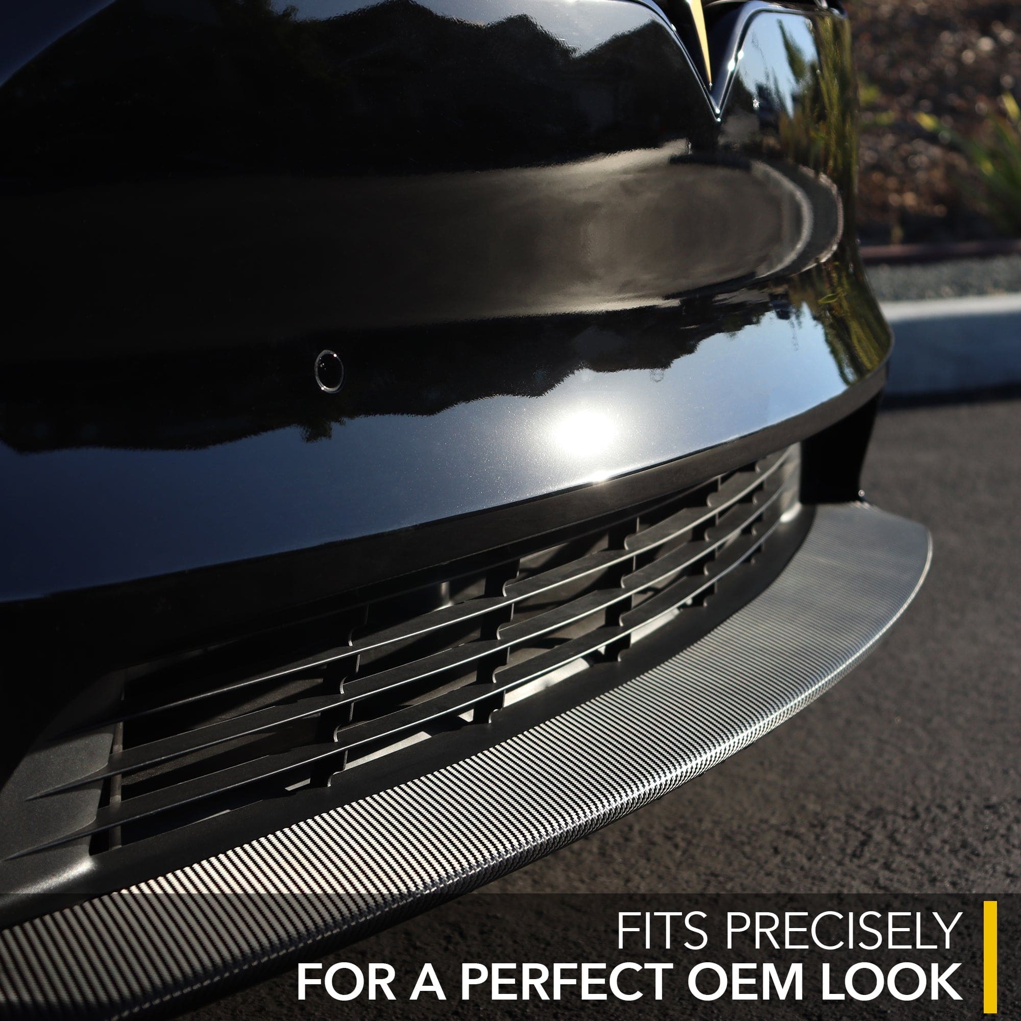 black car bumper carbon fiber vinyl wrap tesla model minor scratches premium