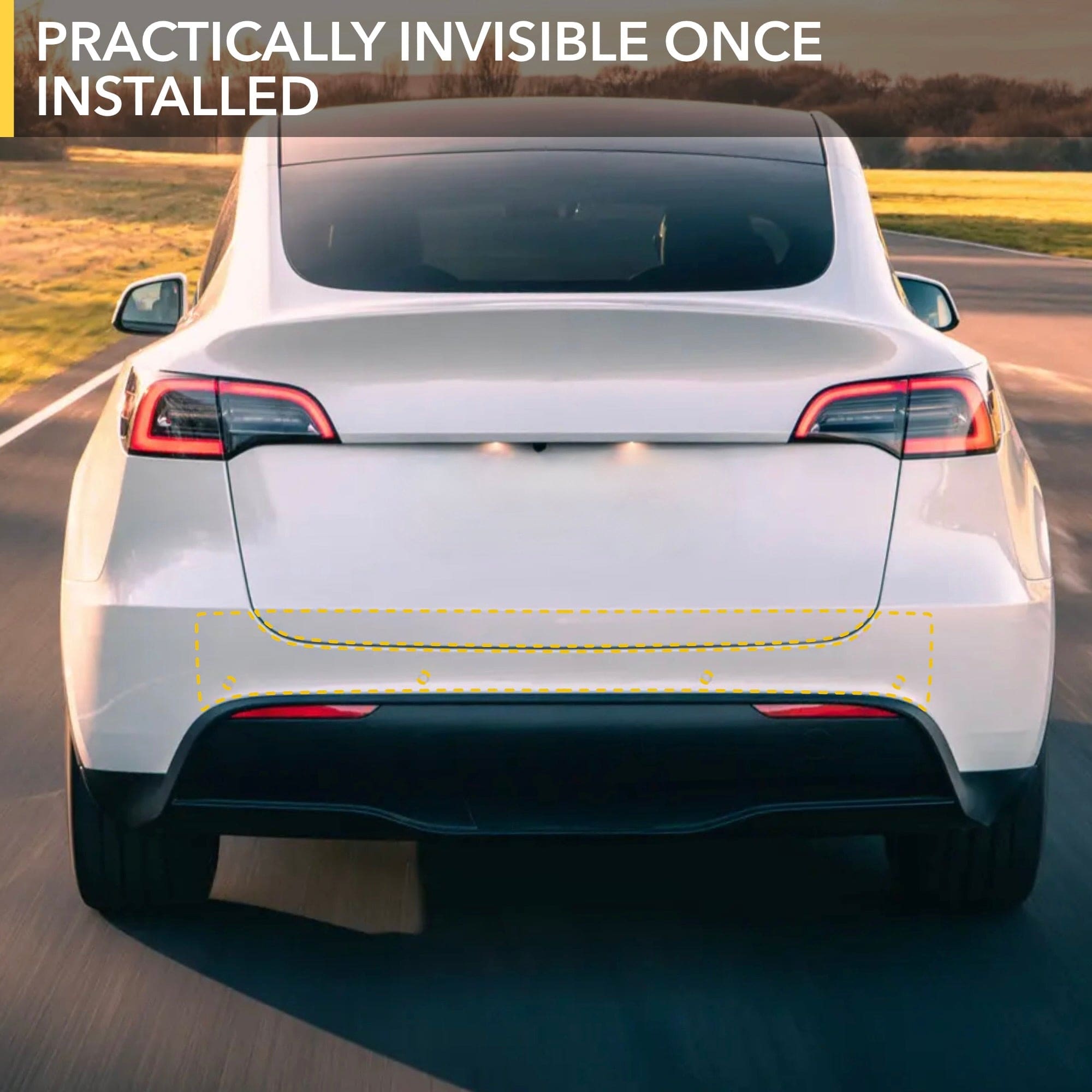white tesla model y rear protection film special skills ev accessories