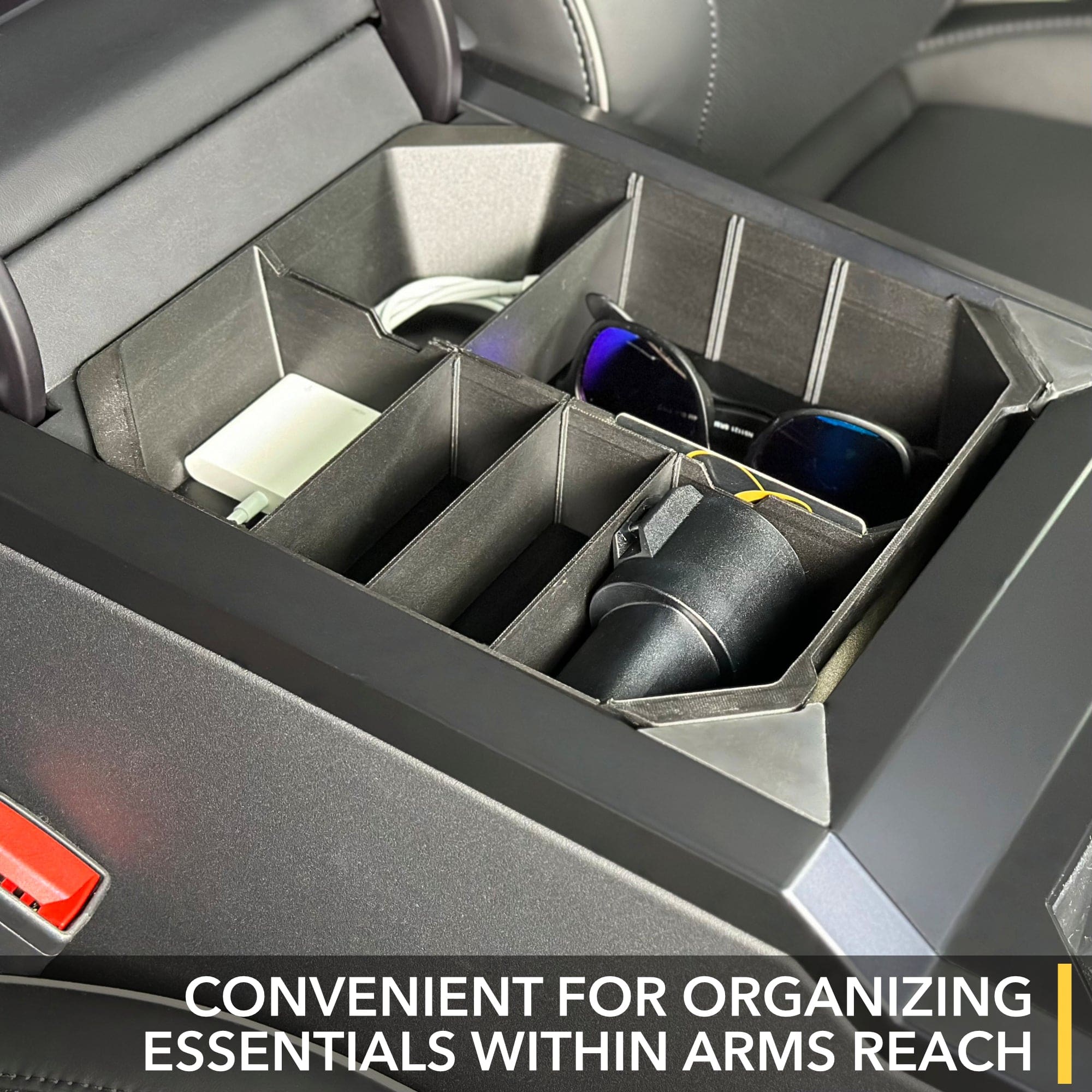 tesla cybertruck leather liners premium armrest organizer center console