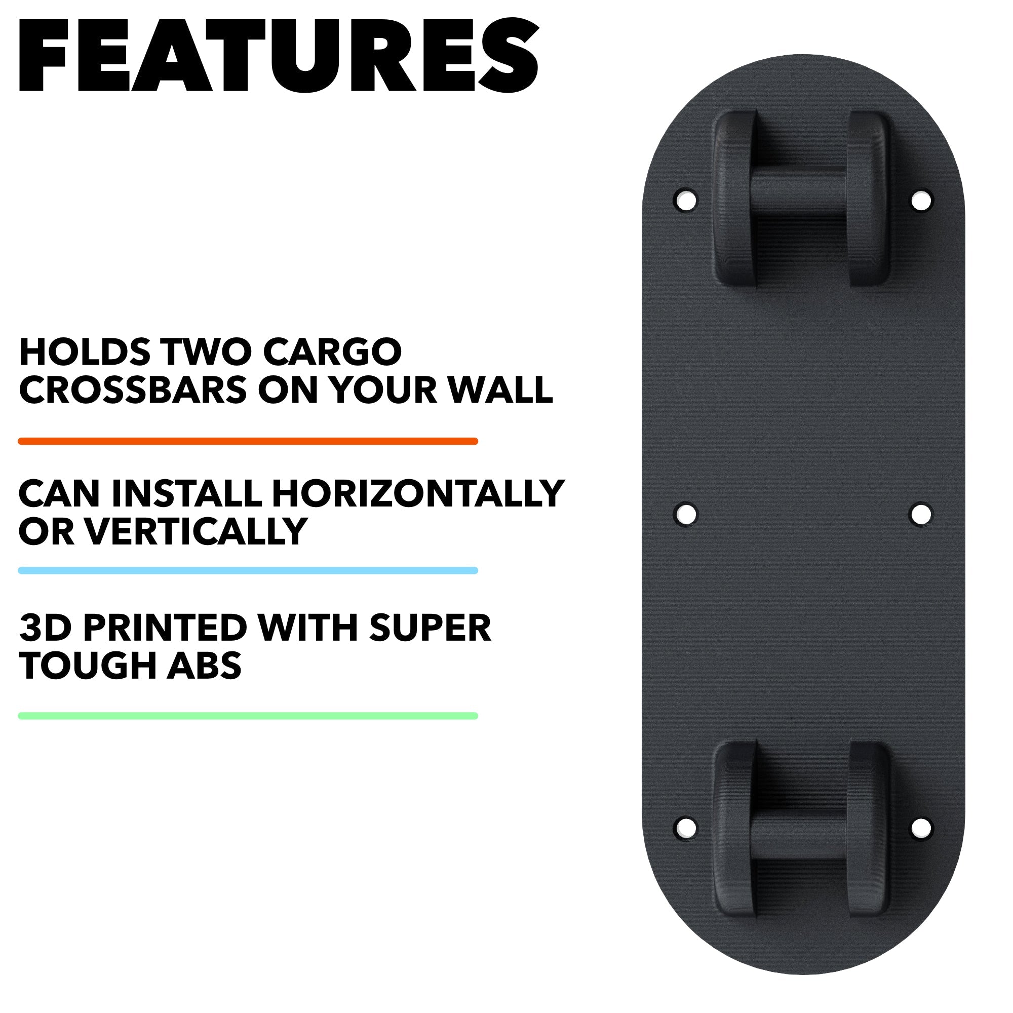 wall mount, mount plates, cross bars, cargo crossbars