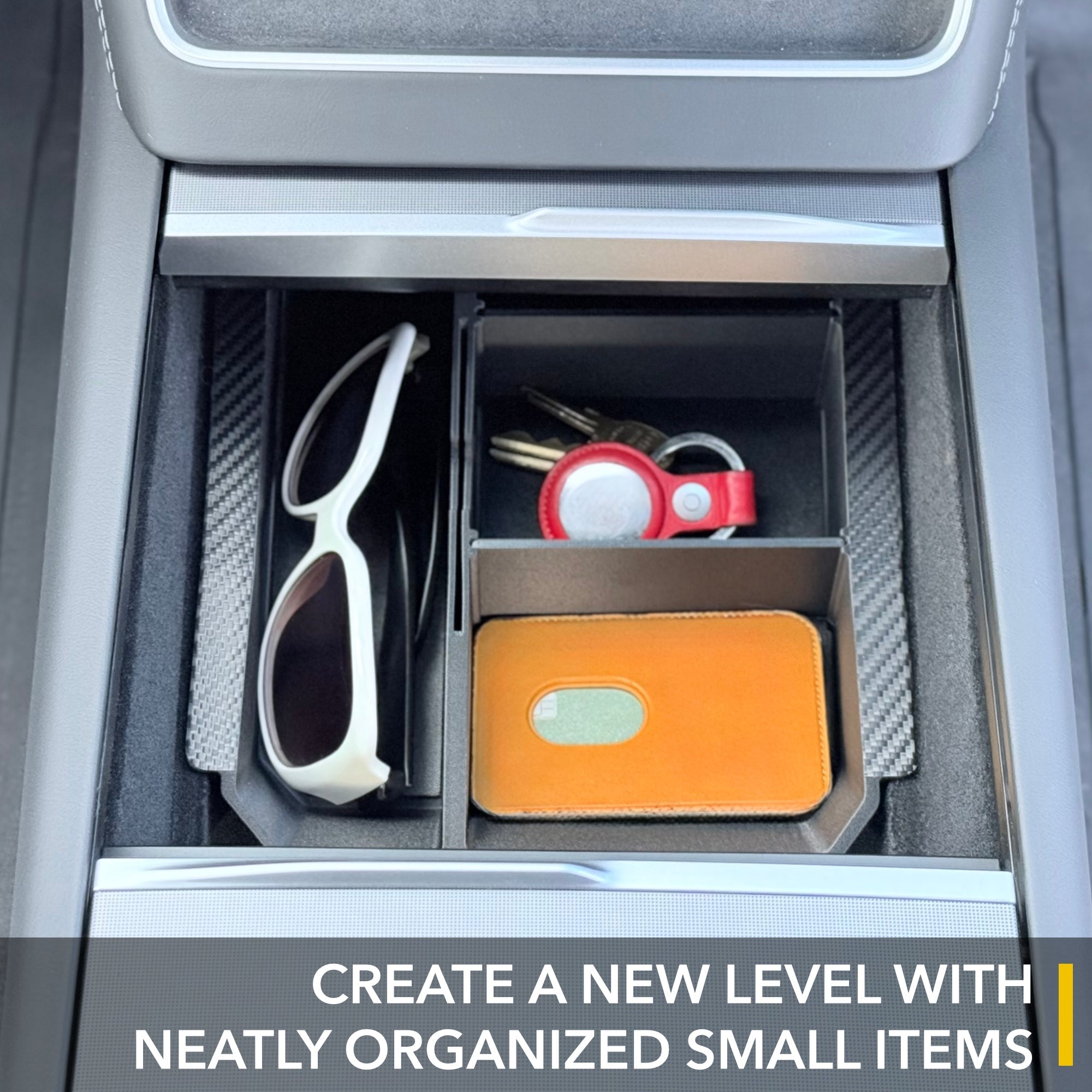 tesla model, center console, tray organizer, model y juniper, storage