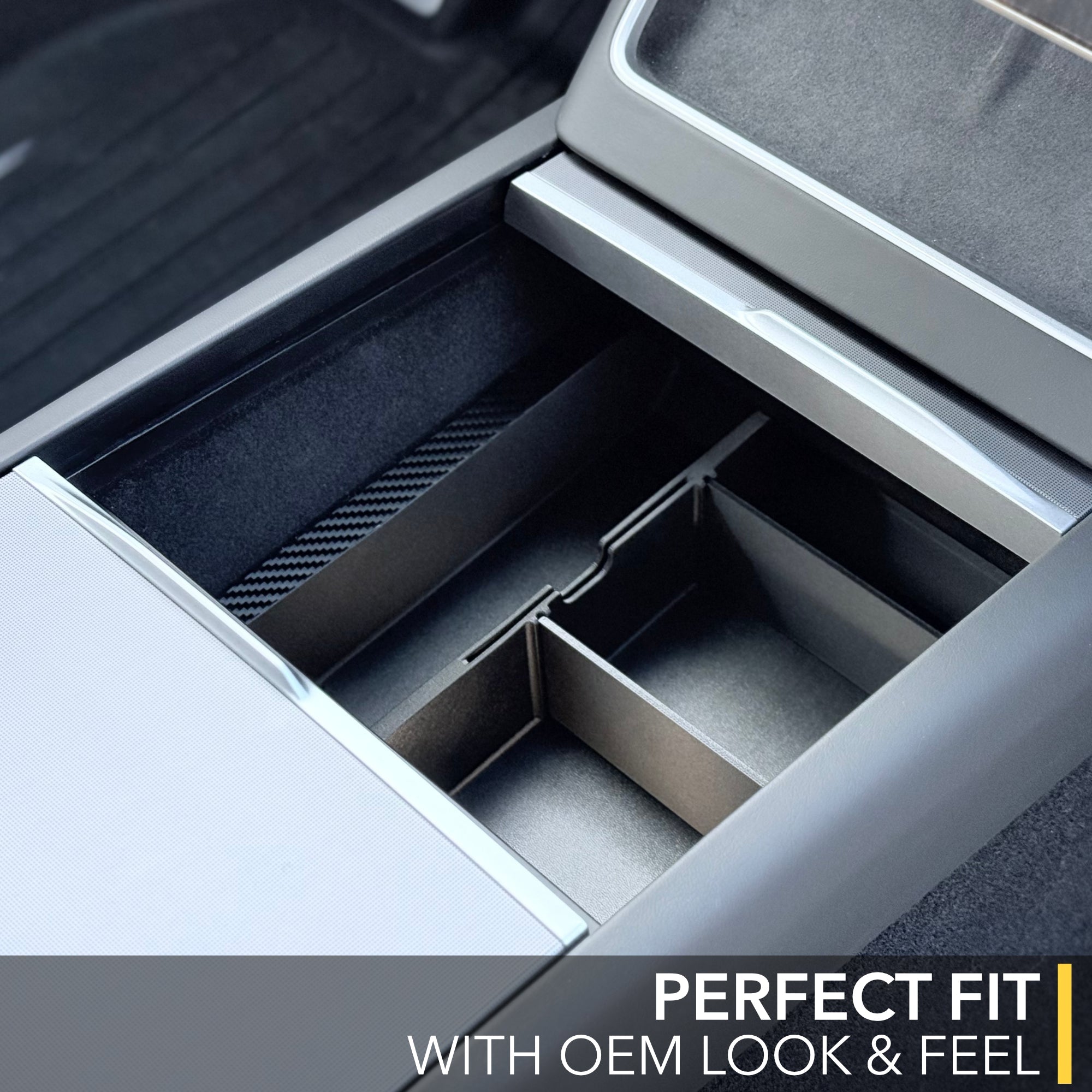 tesla model, center console, tray organizer, model y juniper, storage