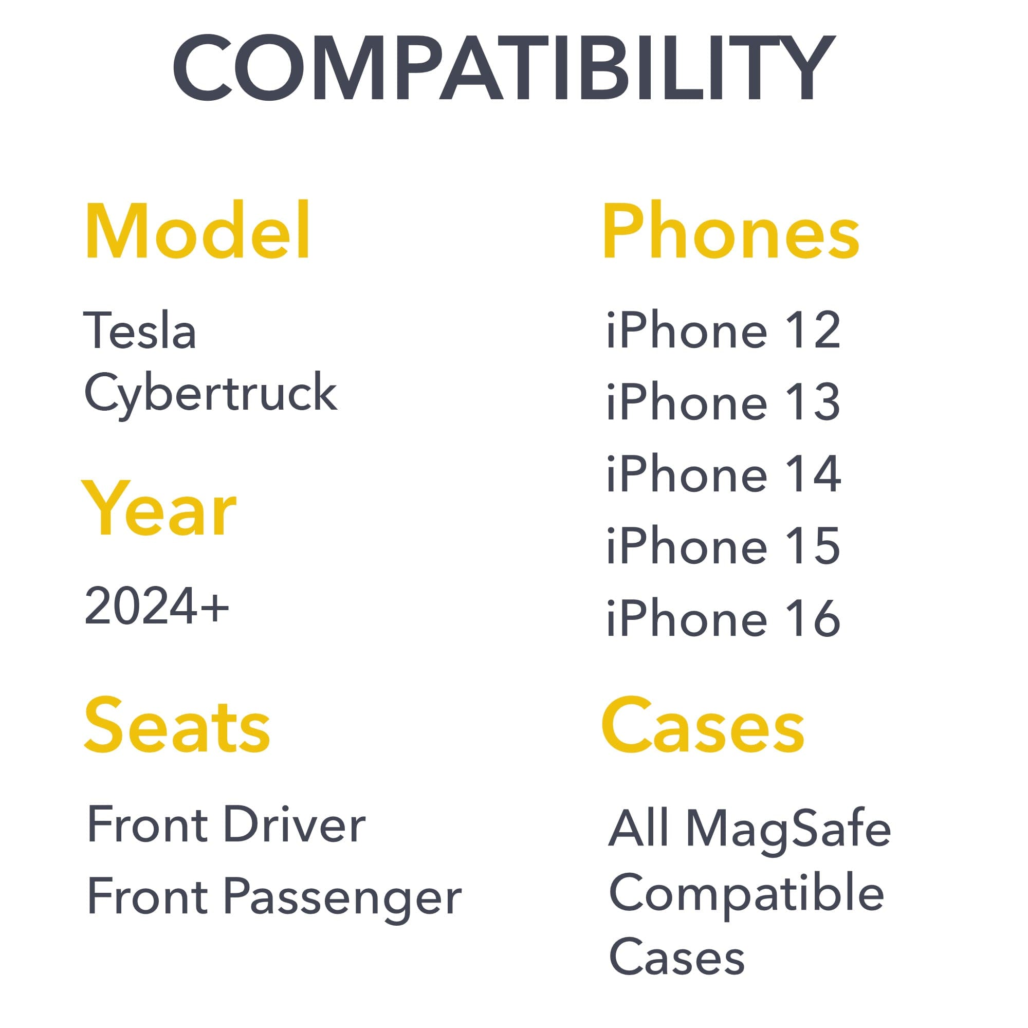 compatibility chart tesla iphone products cybertruck phone mount magnetic patent pending