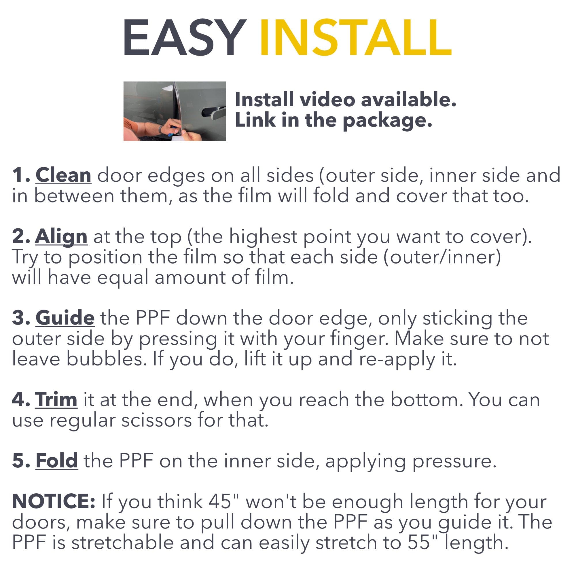 installation instructions door edge protection paint film 8mil glue residue