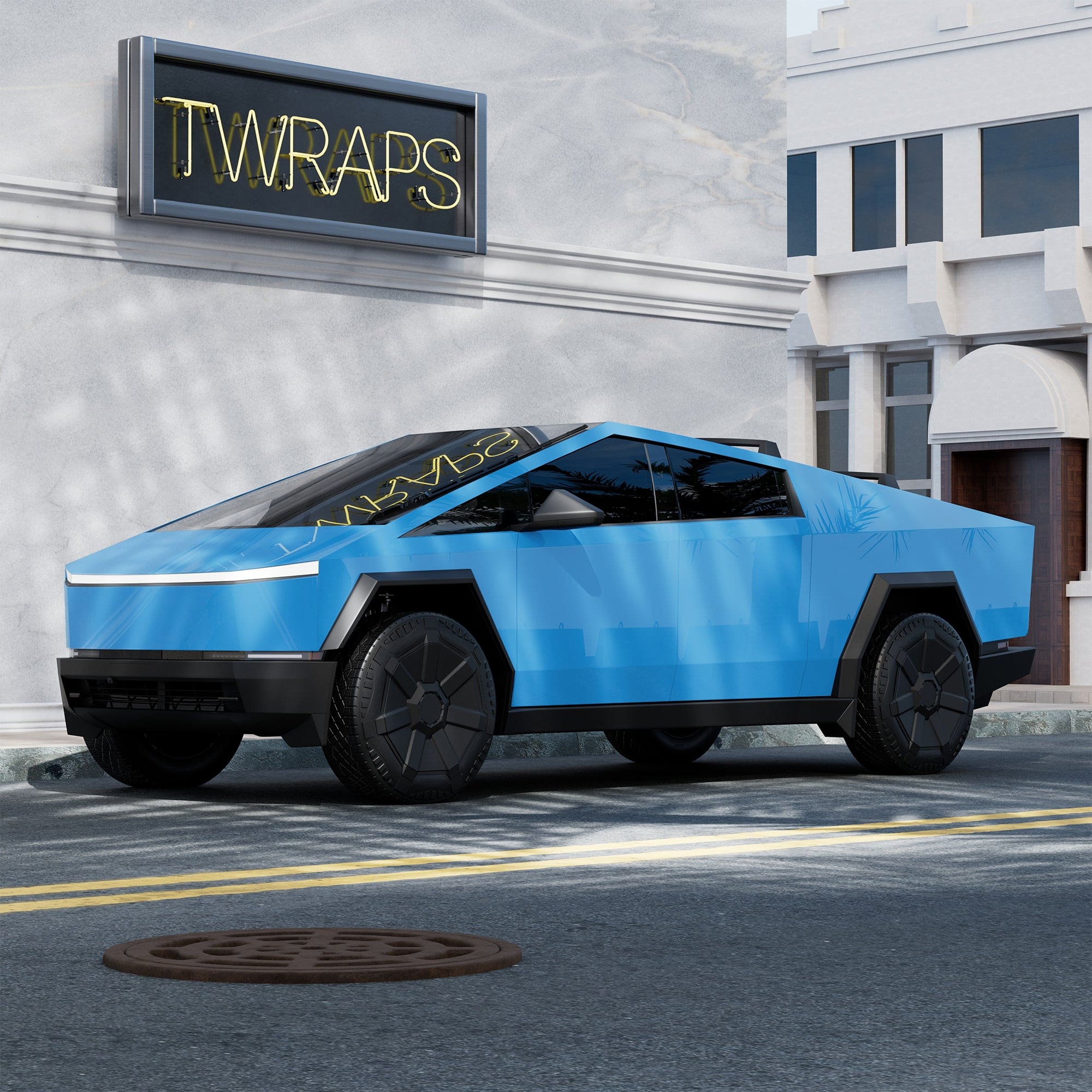 blue cybertruck stainless steel body ev accessories