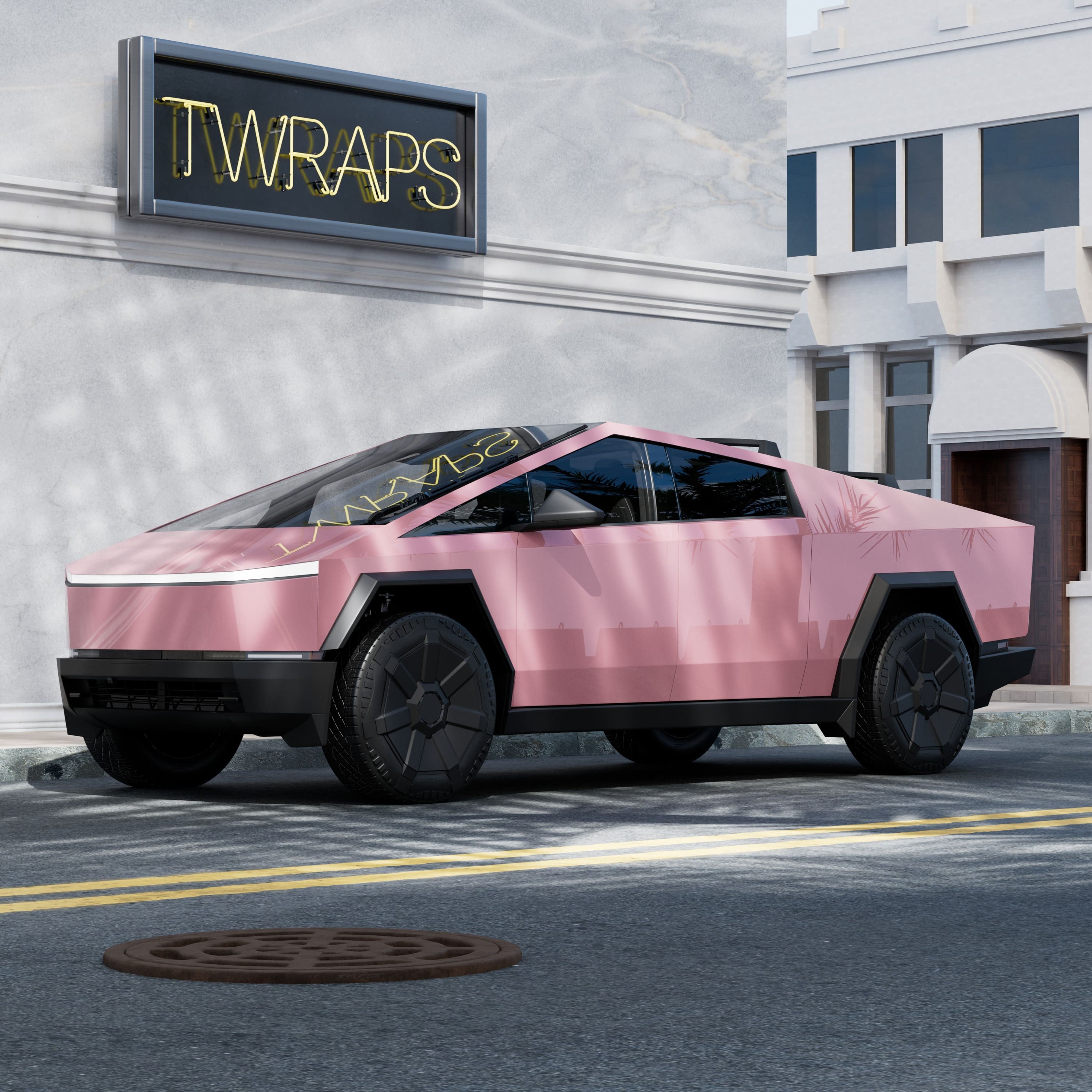 pink cybertruck stainless steel body ev accessories