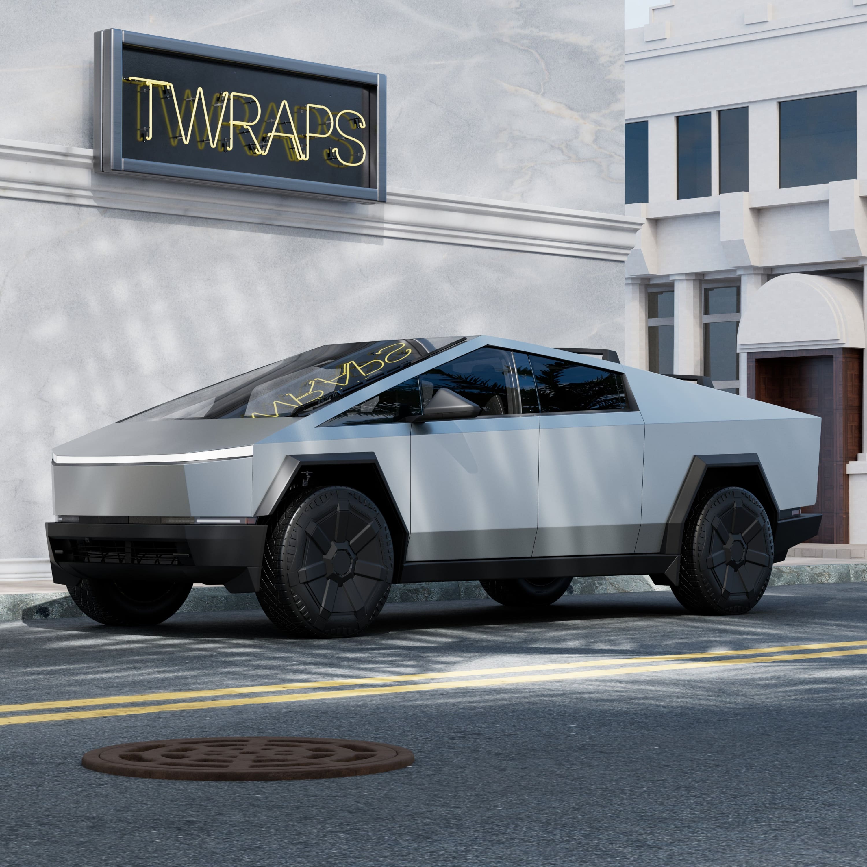 silver cybertruck stainless steel body ev accessories