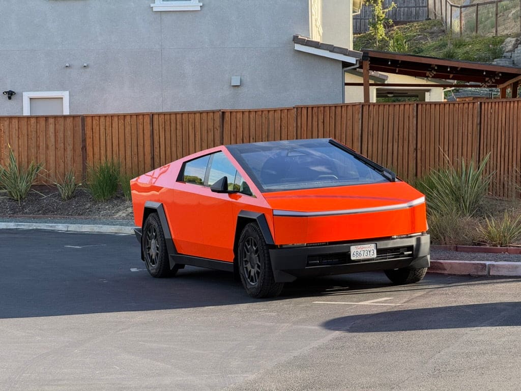 orange tesla cybertruck stainless steel body ev accessories