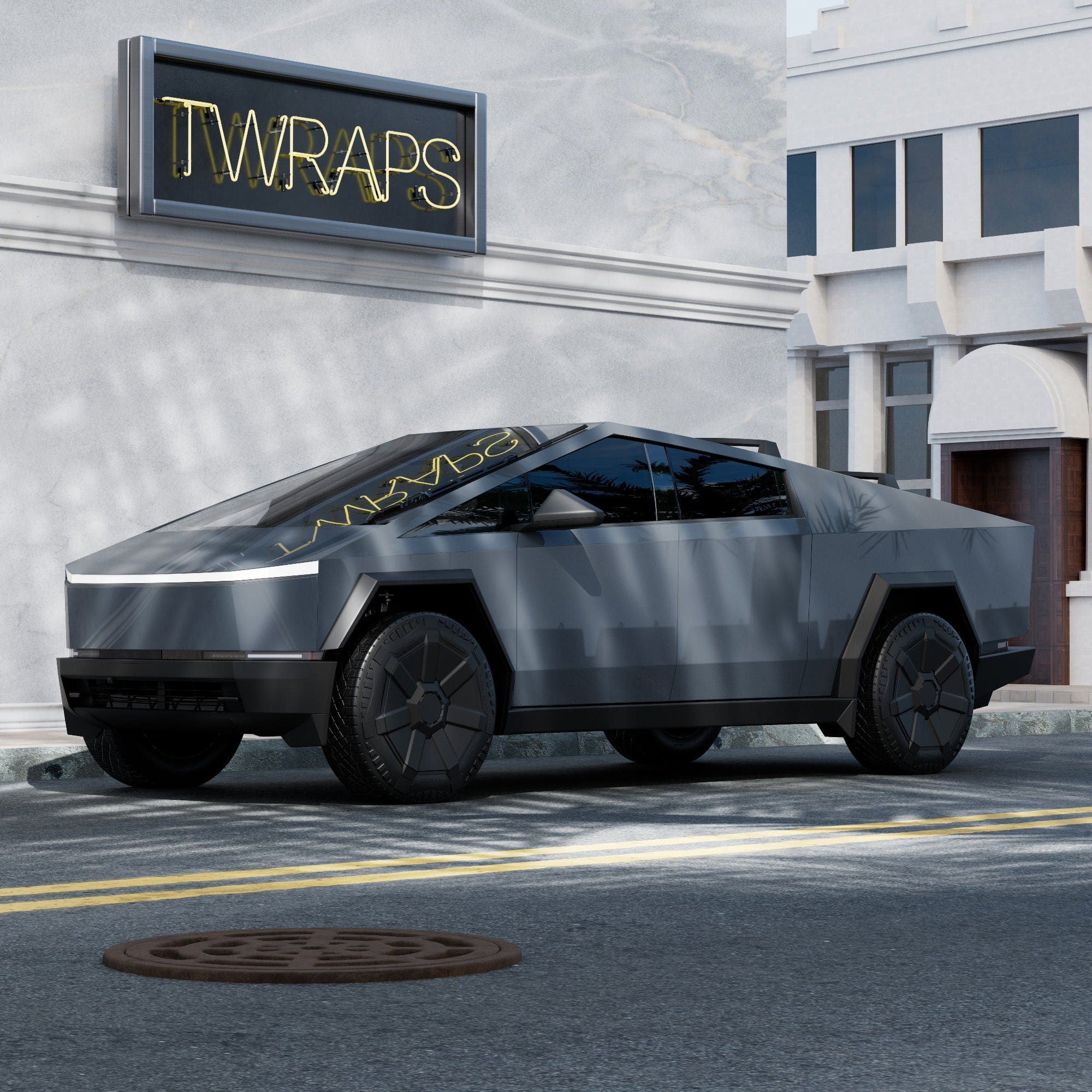 gray cybertruck stainless steel body ev accessories