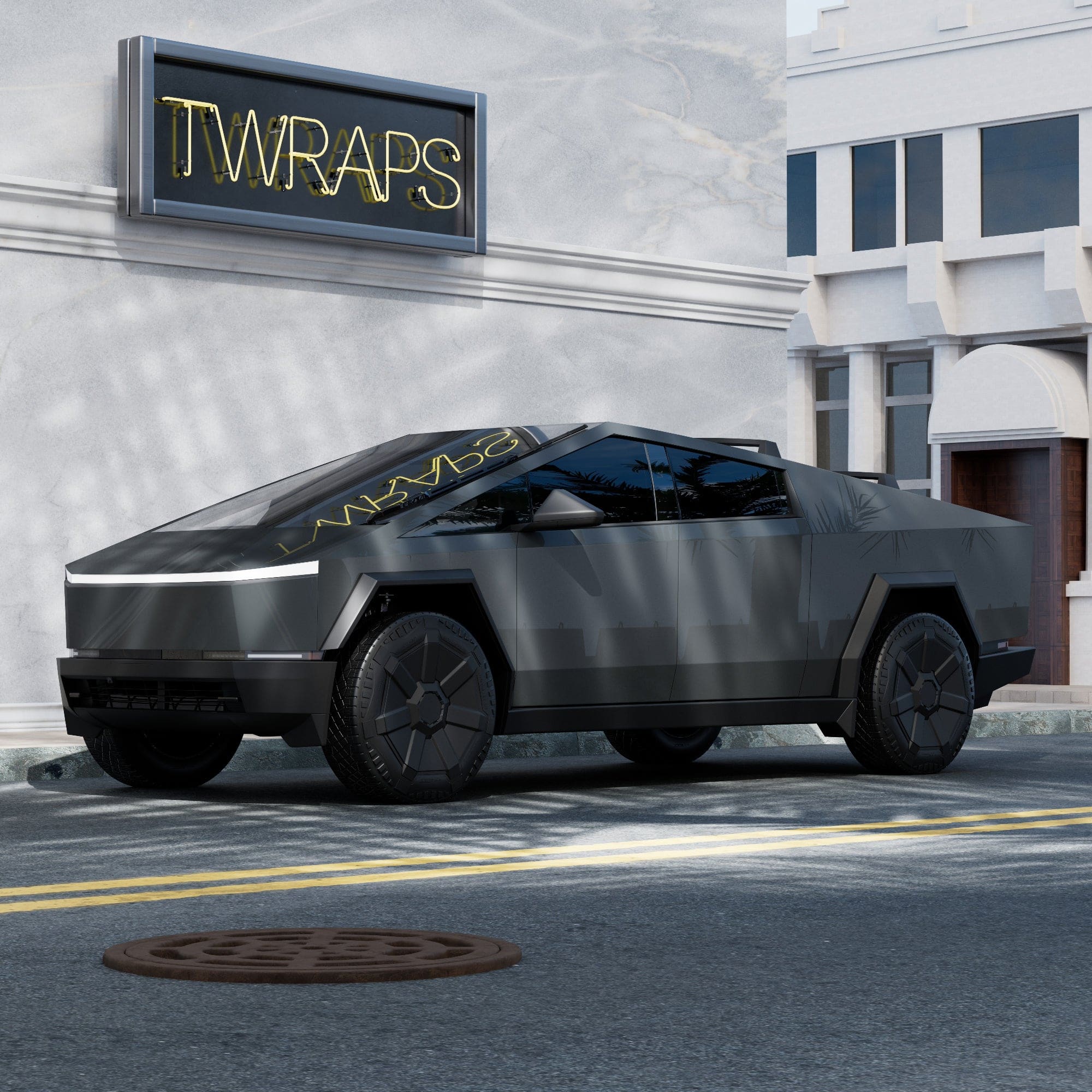 gray cybertruck stainless steel body ev accessories