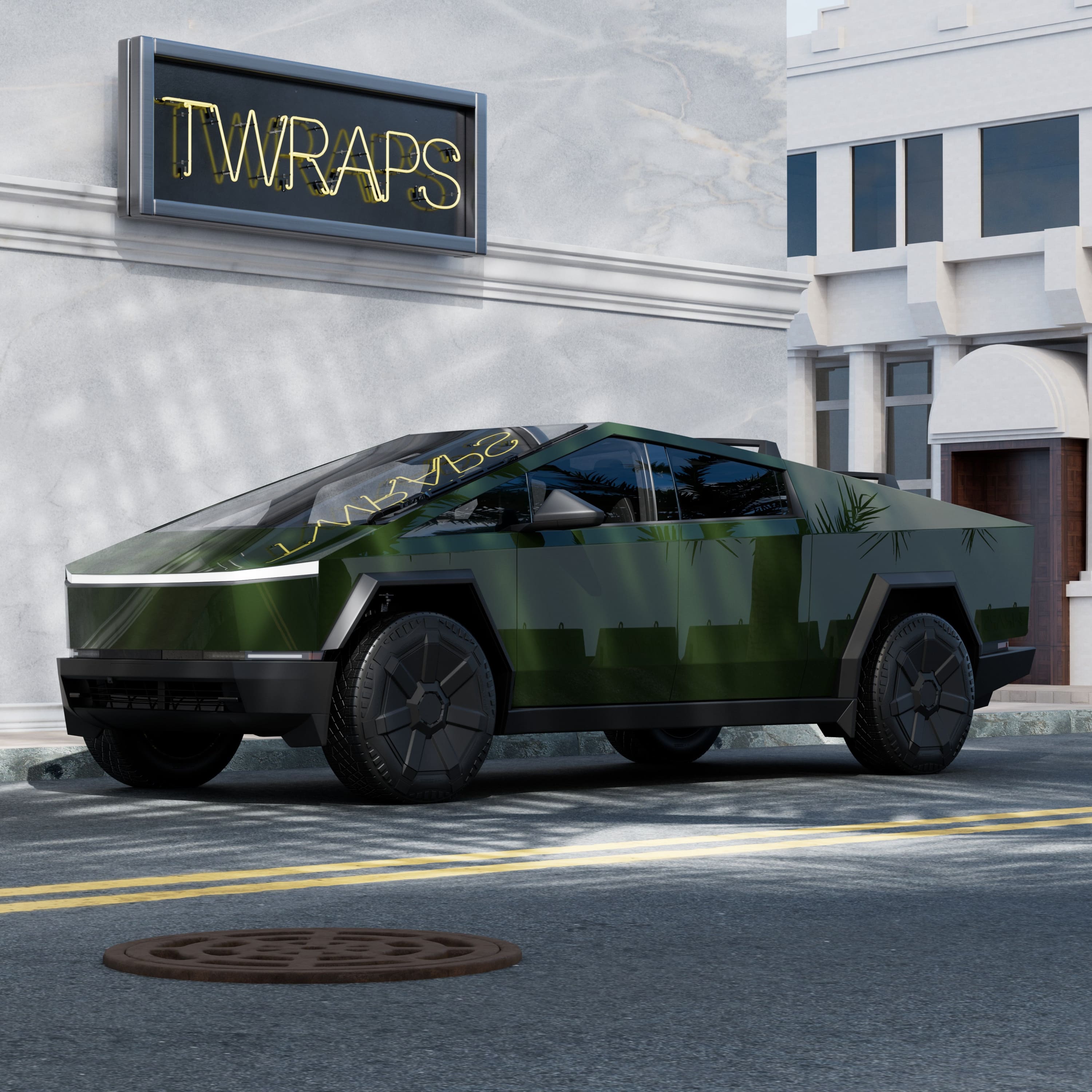 camouflaged cybertruck stainless steel body ev accessories