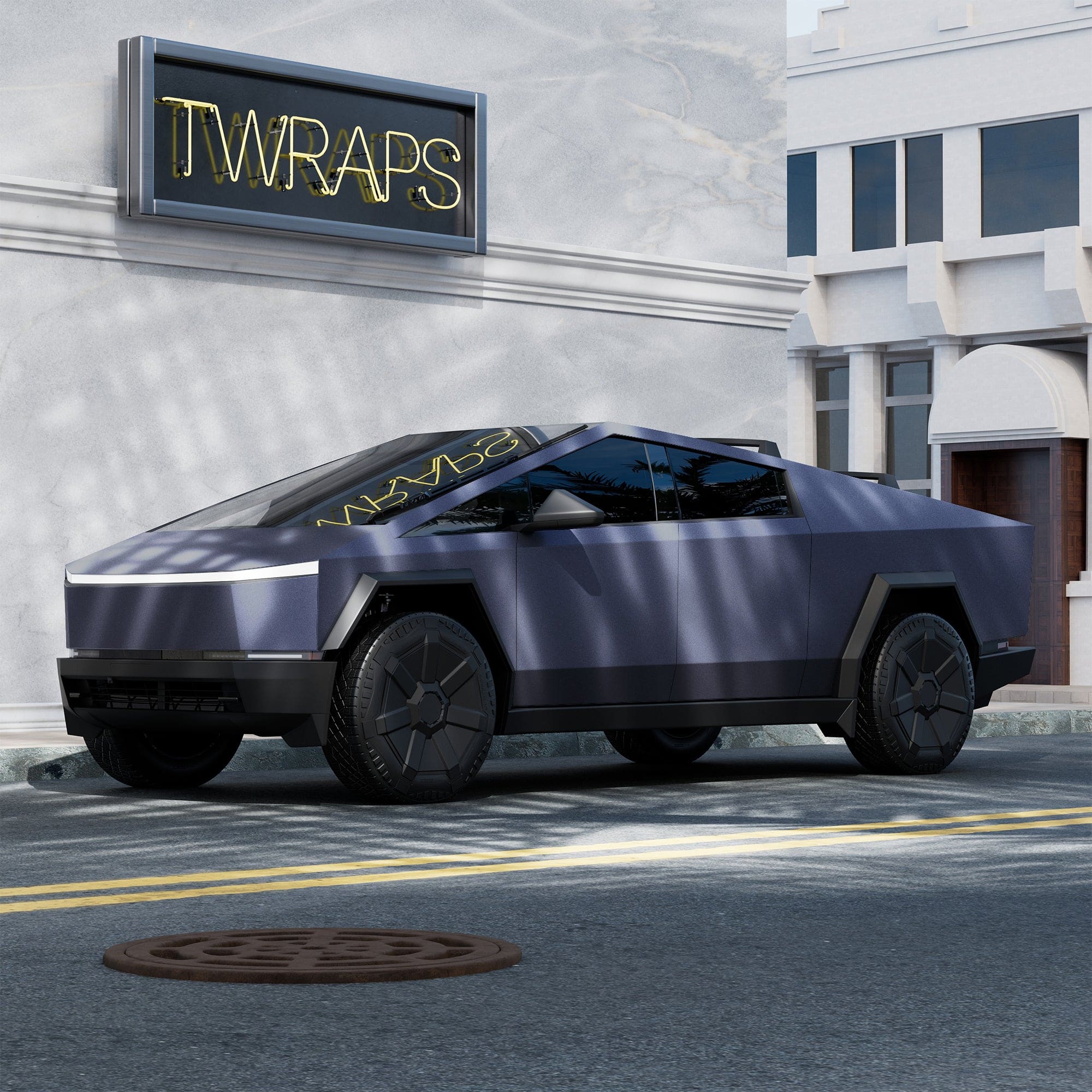blue cybertruck stainless steel body ev accessories