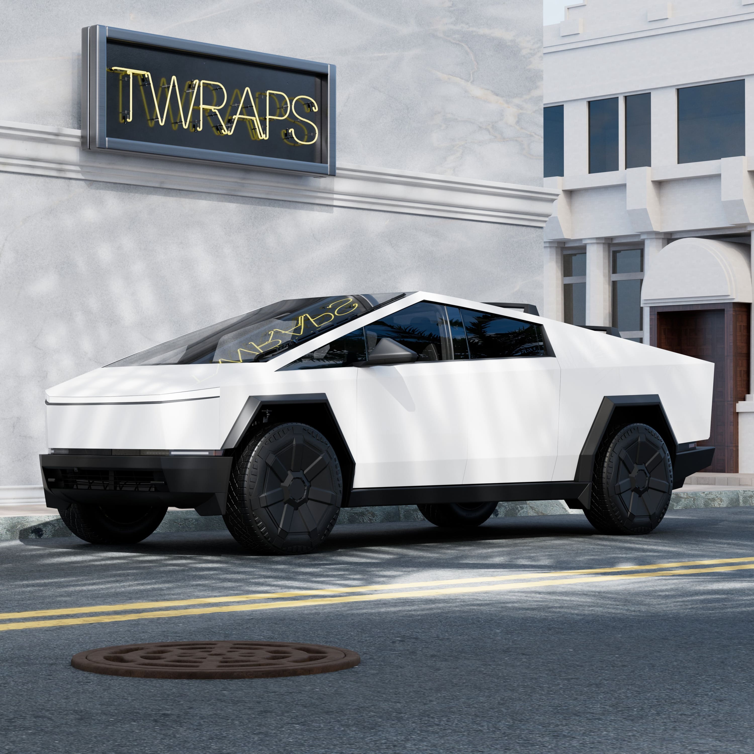 white cybertruck stainless steel body ev accessories