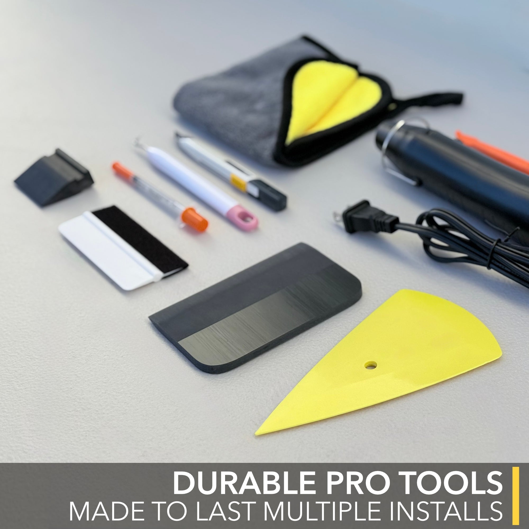 rubber squeegee, pro install kit, install, spray bottle