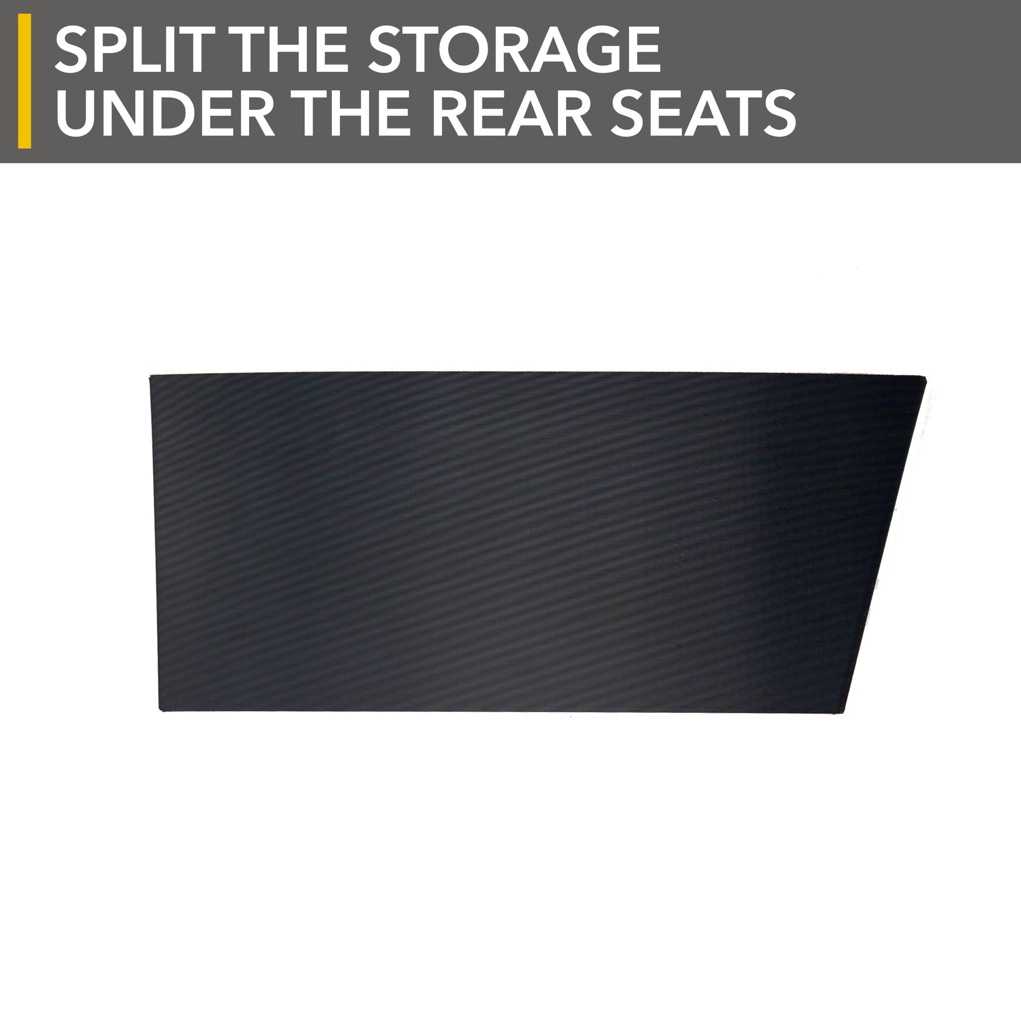 black textured panel r1t, rivian matte abs, 3d-printed storage dividers