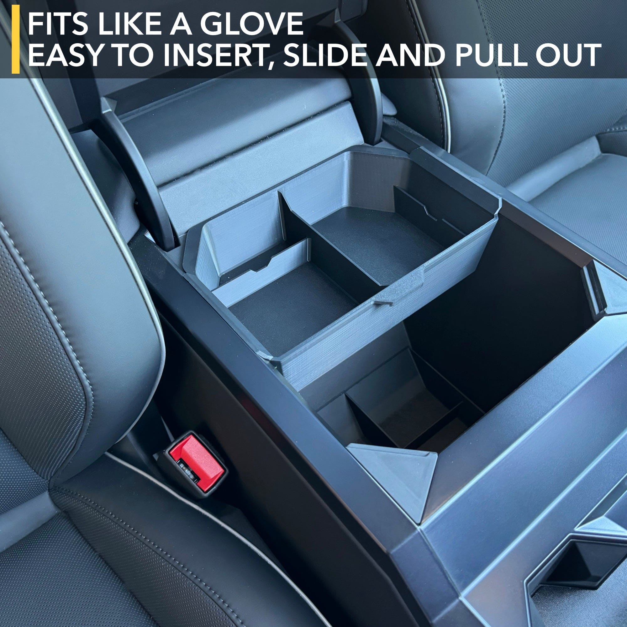 tesla cybertruck armrest organizer slidable half