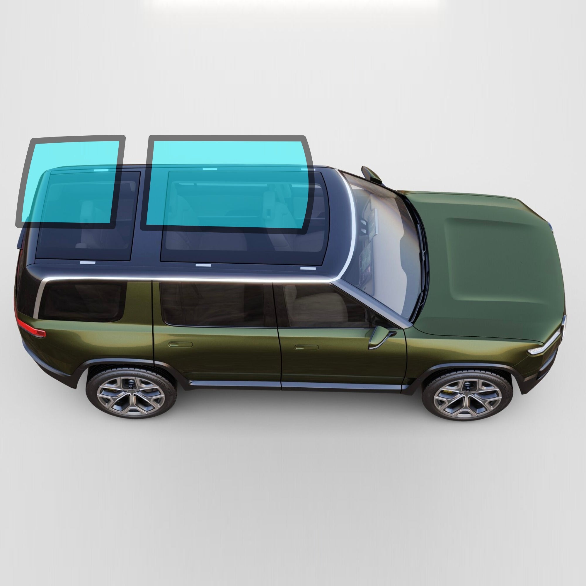 Windshield Sunroof Protection Film Rock Chips UV IR Defense for Rivian R1S R1T Sunroof R1S 2pc UV + IR + Impact Block T-WRAPS